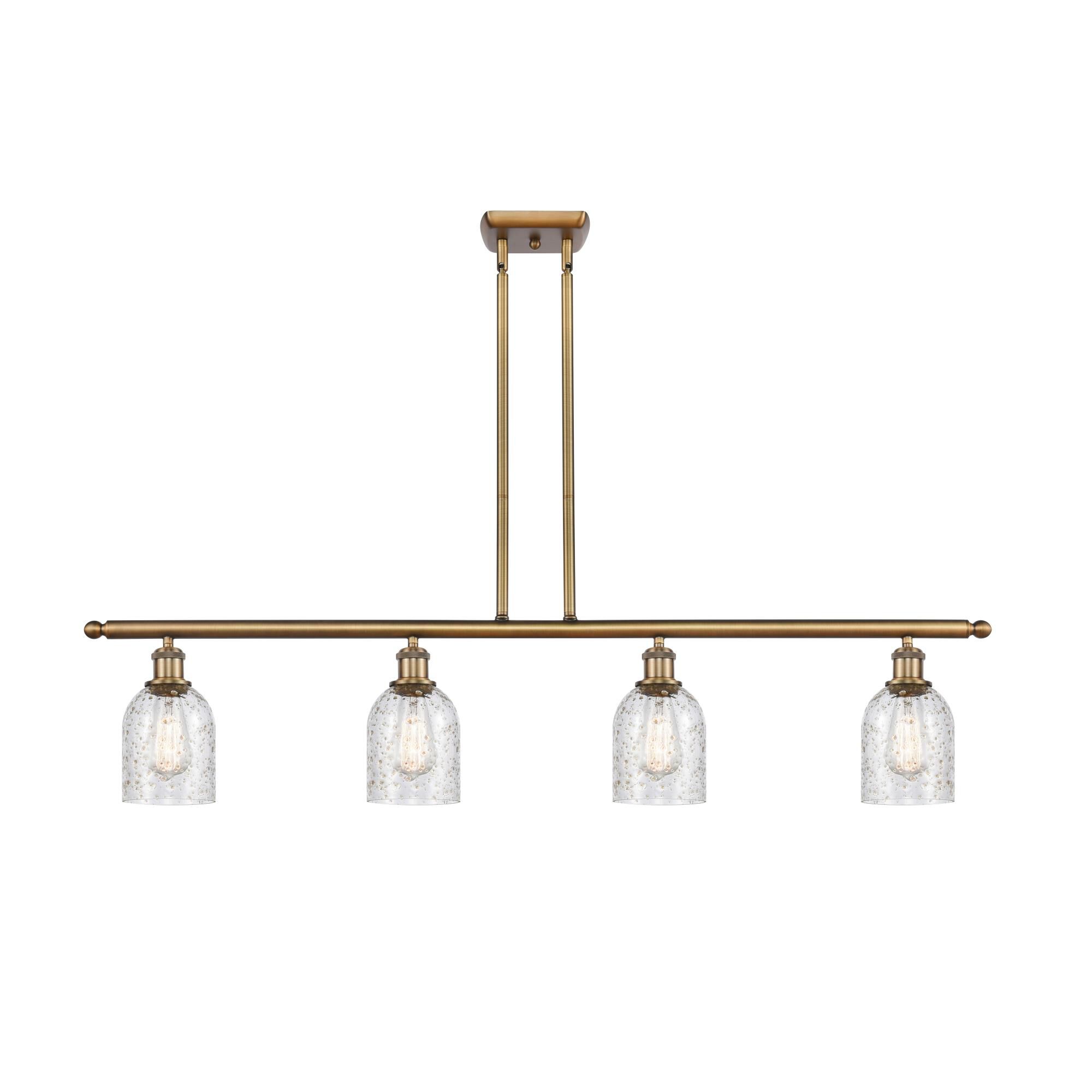 Shown in Brushed Brass finish and Bell glass and Glass shade