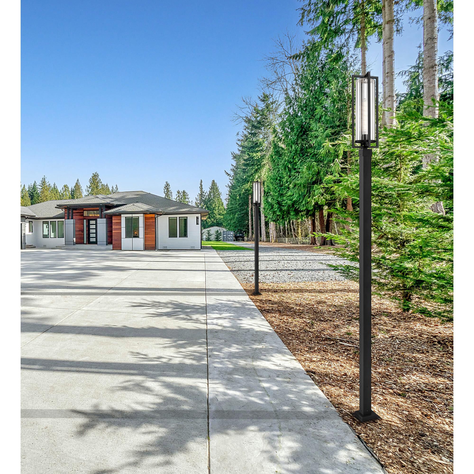 Shown in Black finish and Clear Ribbed glass and Clear Ribbed shade