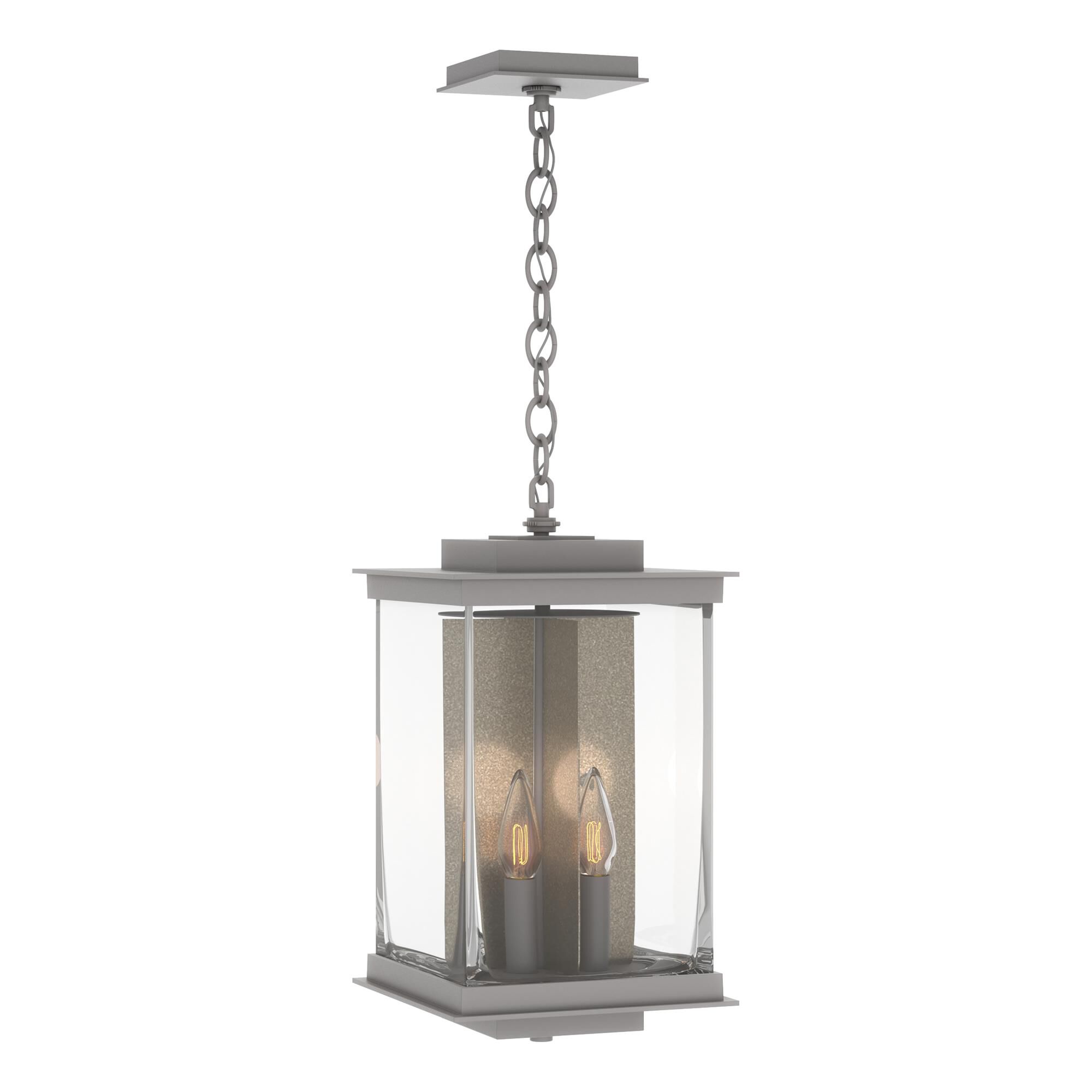 Shown in Coastal Burnished Steel finish and Clear glass and Translucent Soft Gold accent