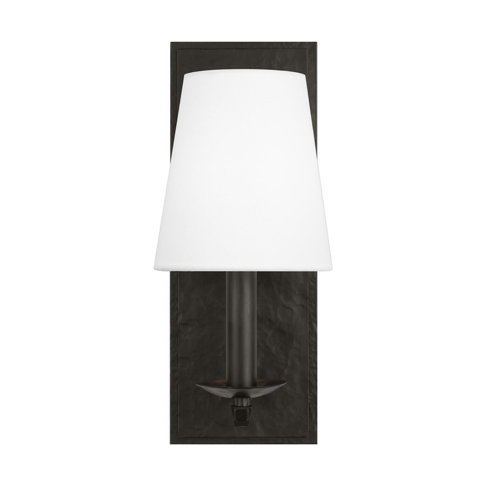 Shown in Aged Iron finish and White Linen shade