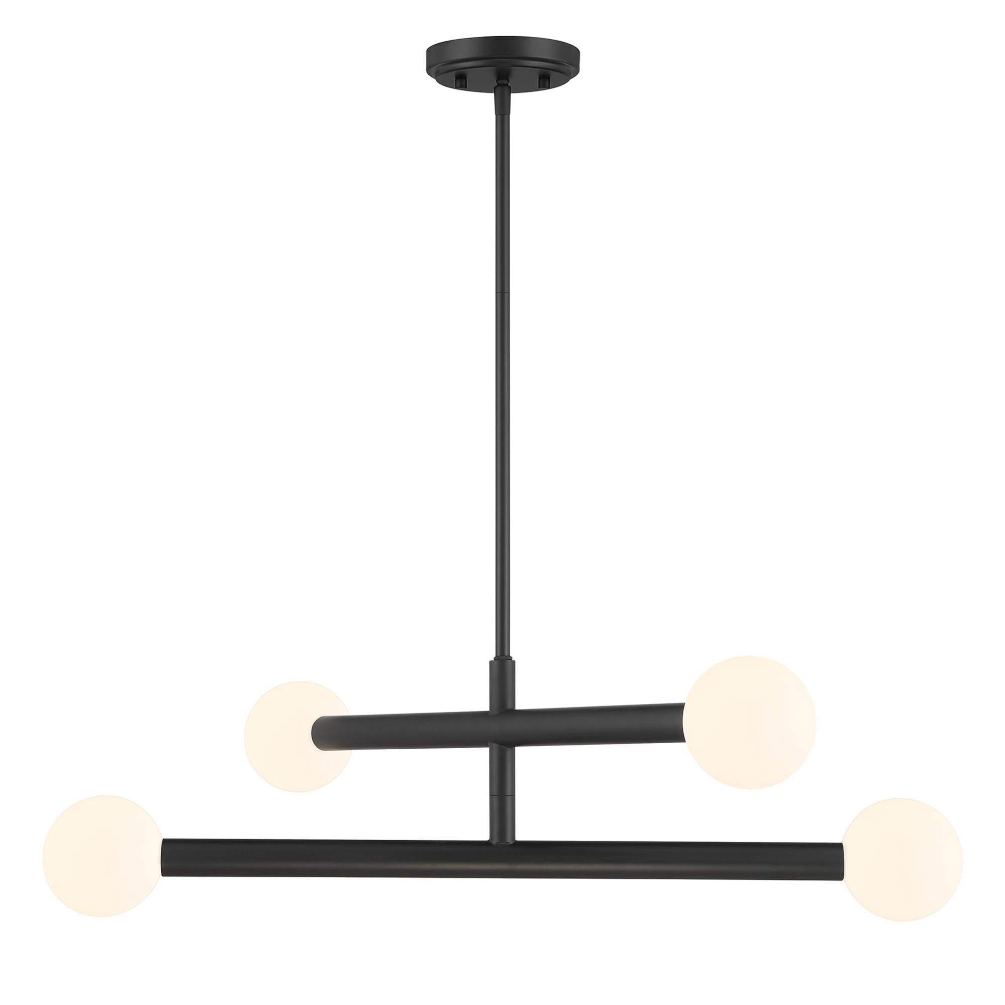 Shown in Matte Black finish and White Opal glass and Glass shade