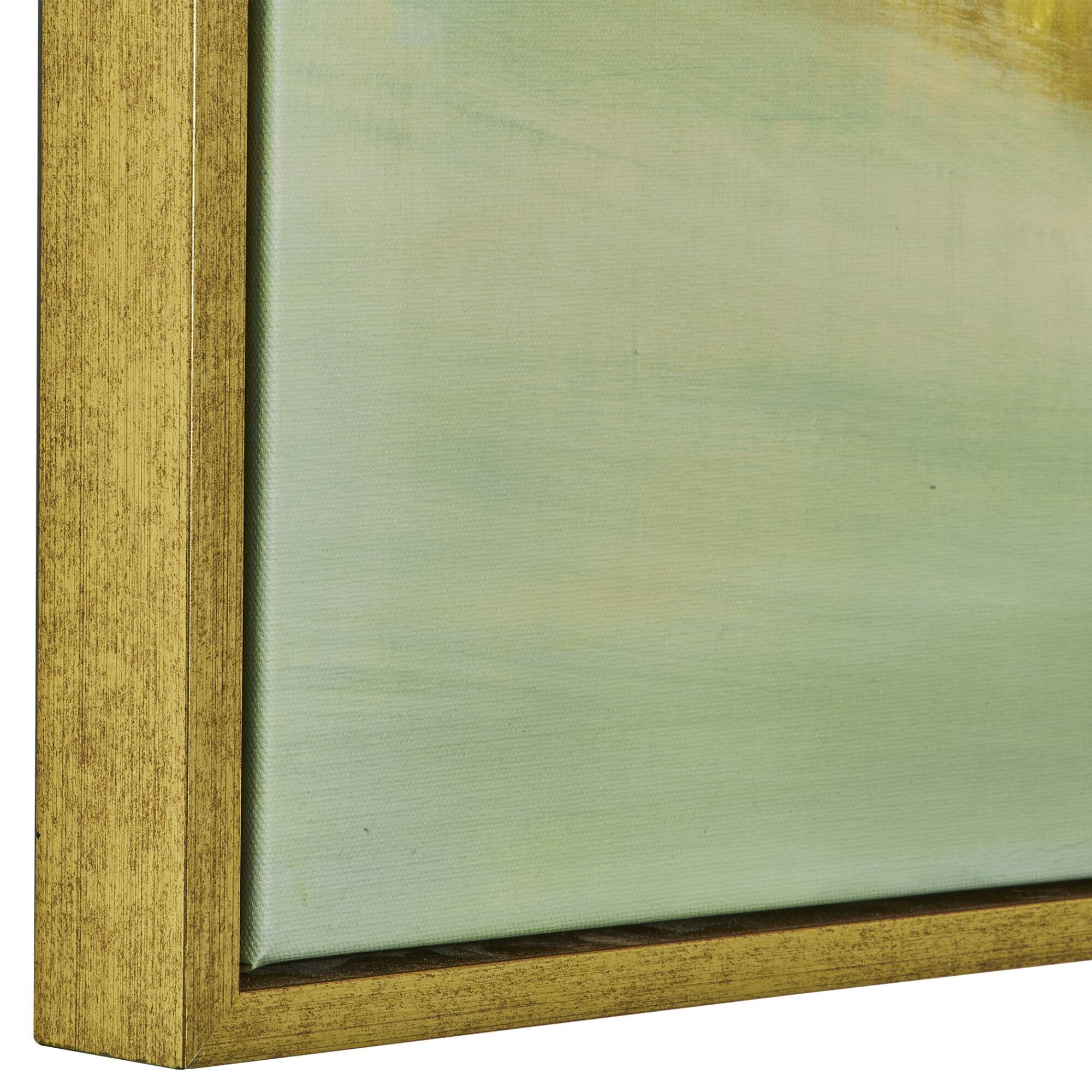 Shown in Solid Wood Gallery Frame With Gold Finish. finish