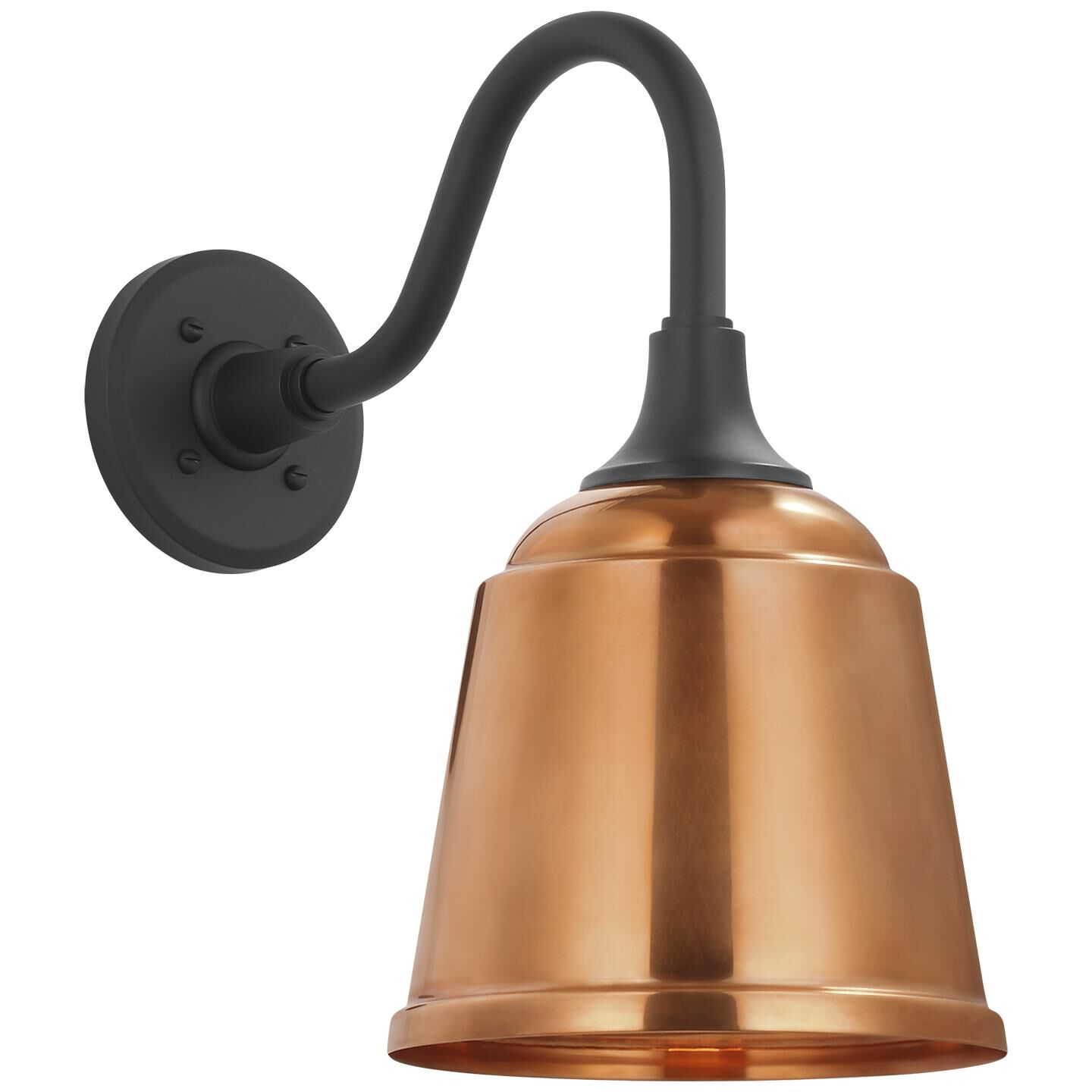 Shown in Matte Black finish and Soft Copper Rockhouse shade