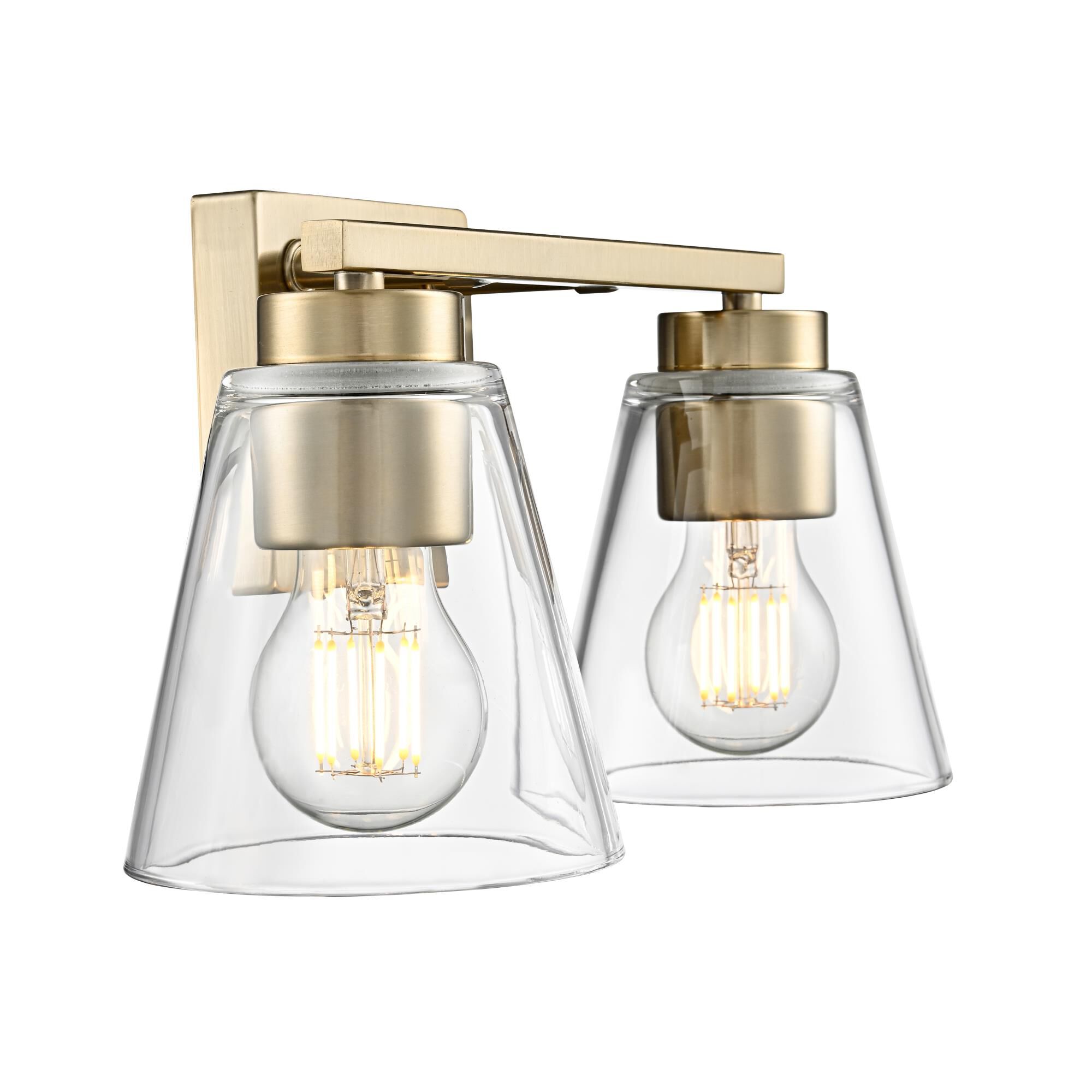 Shown in Modern Gold finish and Clear glass