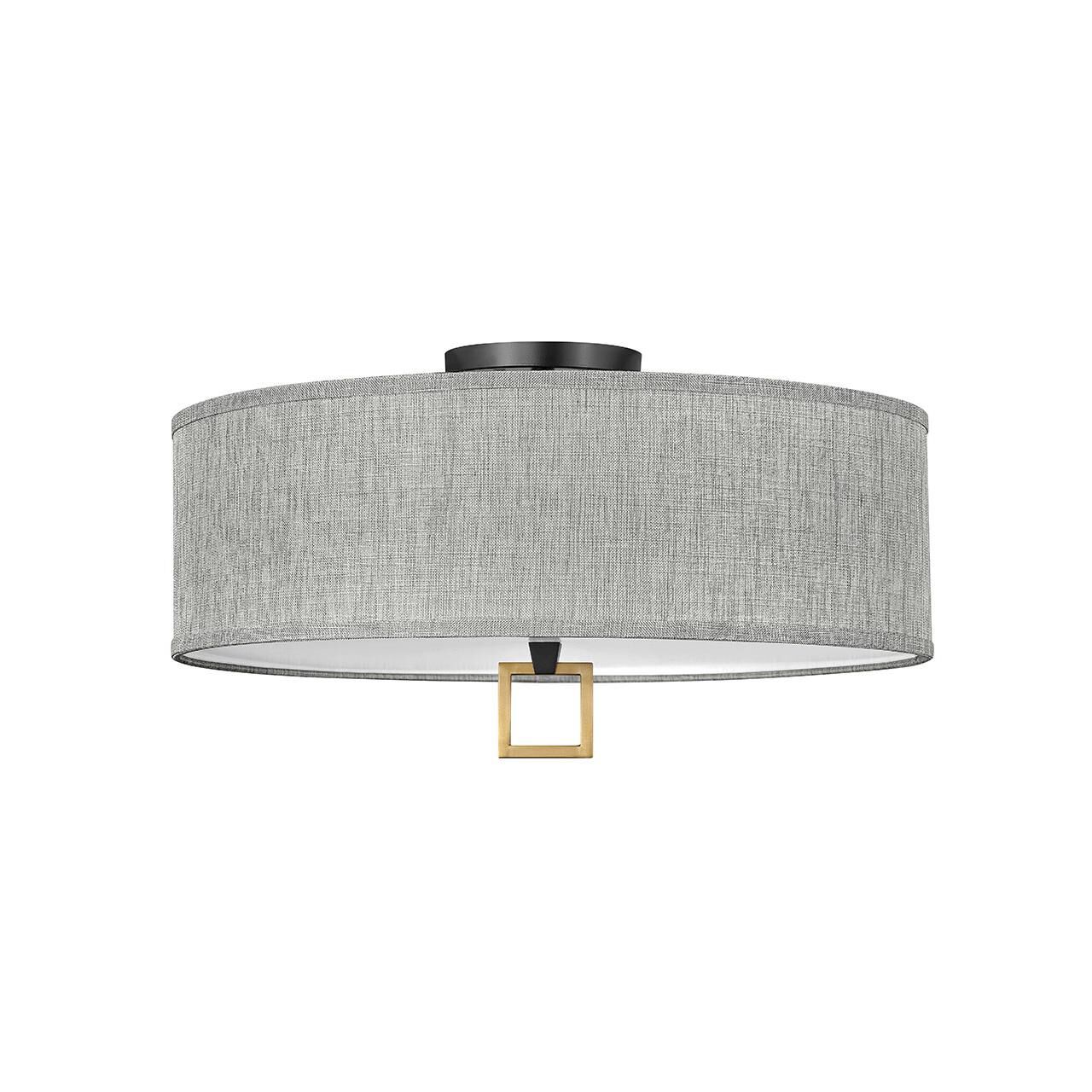 Shown in Black finish and Heathered Gray Slub shade and Heritage Brass accent