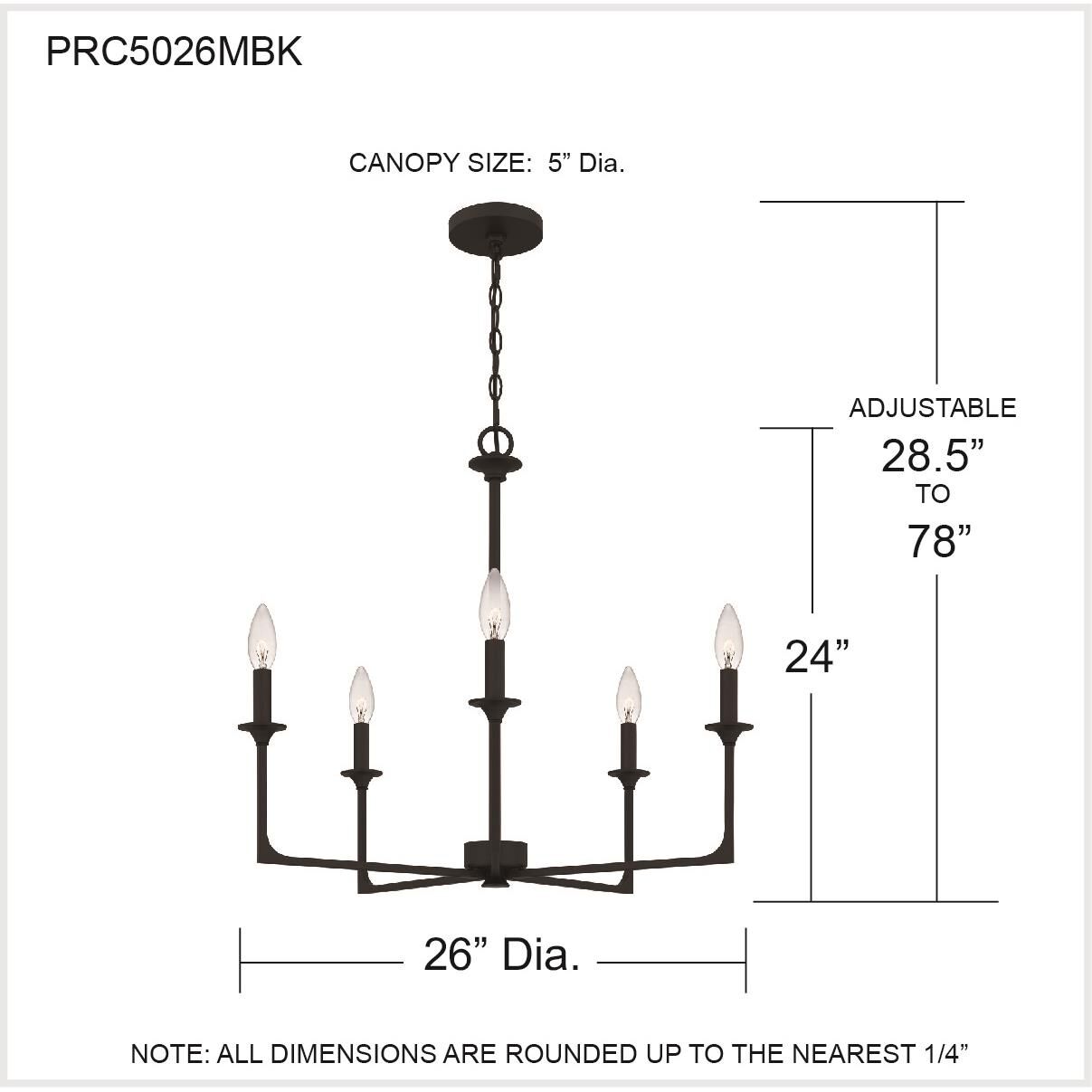 Prescott 26 Inch 5 Light Chandelier by Quoizel