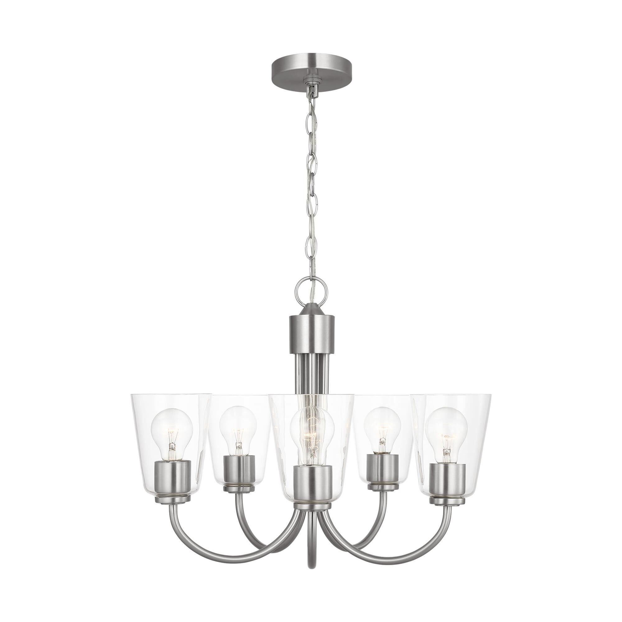 Shown in Brushed Nickel finish and Clear glass