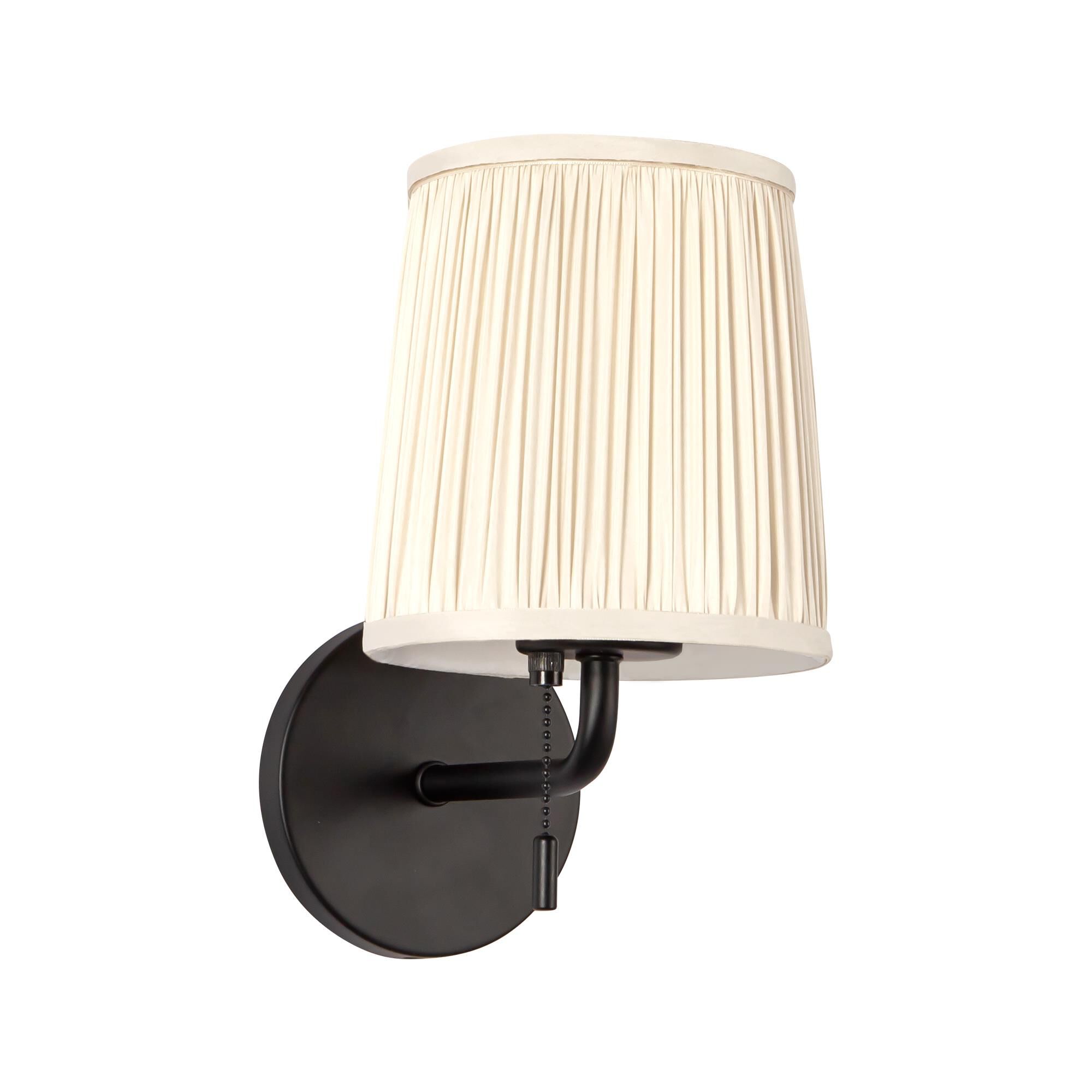 Shown in Matte Black finish and White Linen shade