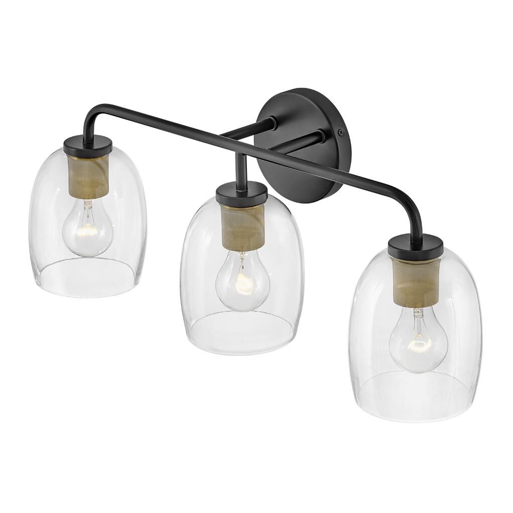 Shown in Black finish and Clear glass