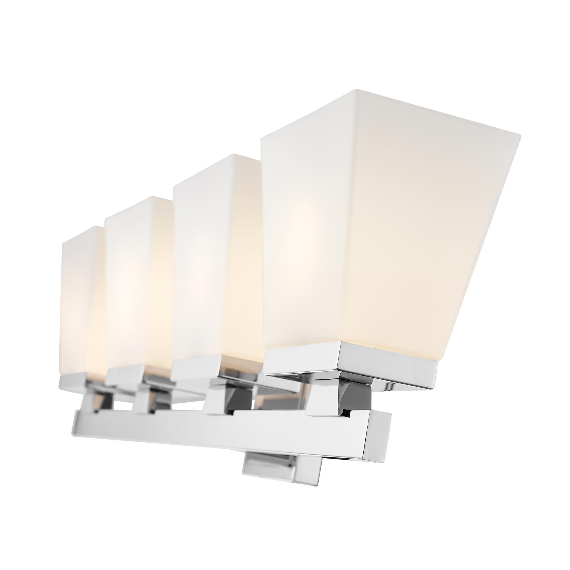 Shown in Chrome finish and Glass shade