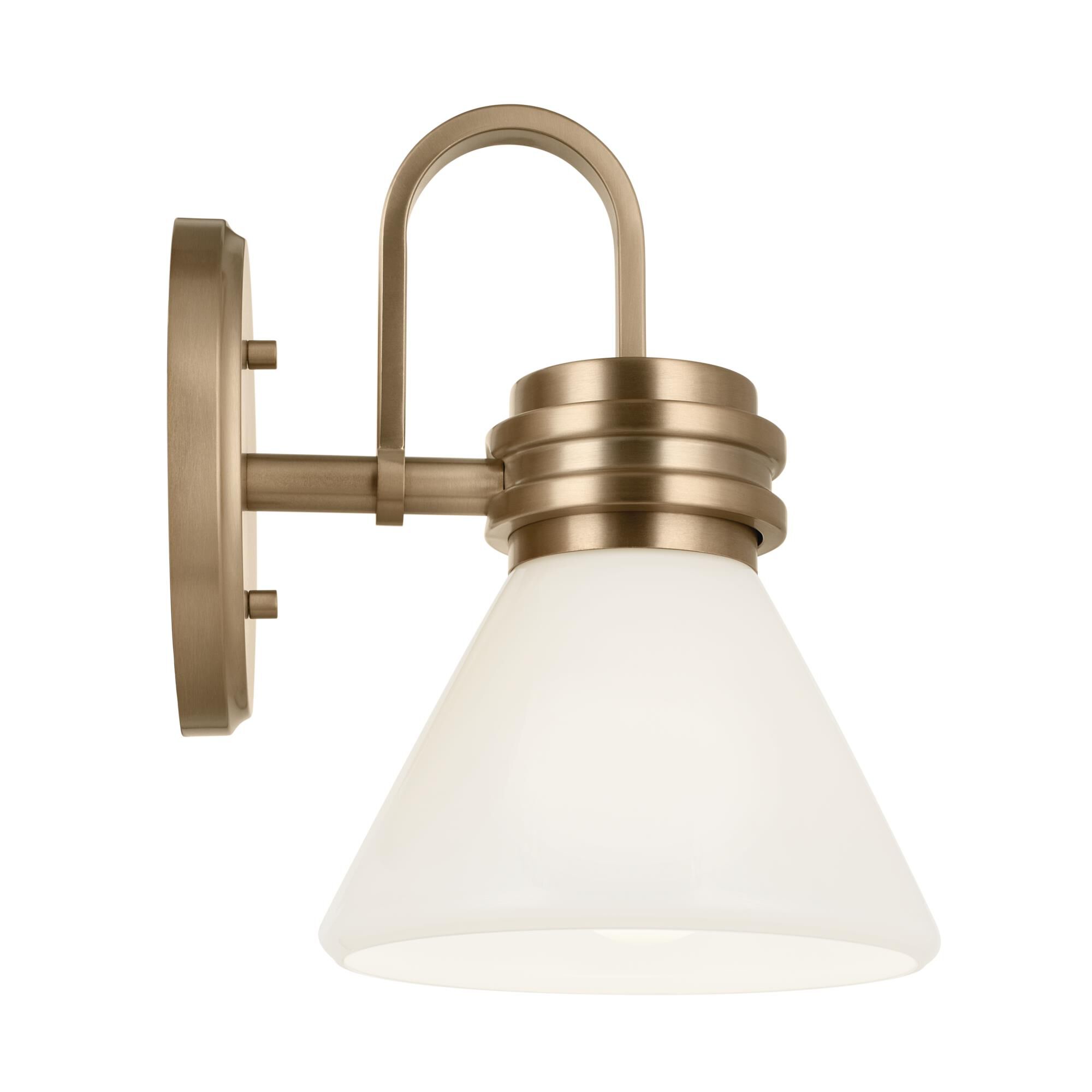 Shown in Champagne Bronze finish and Opal glass