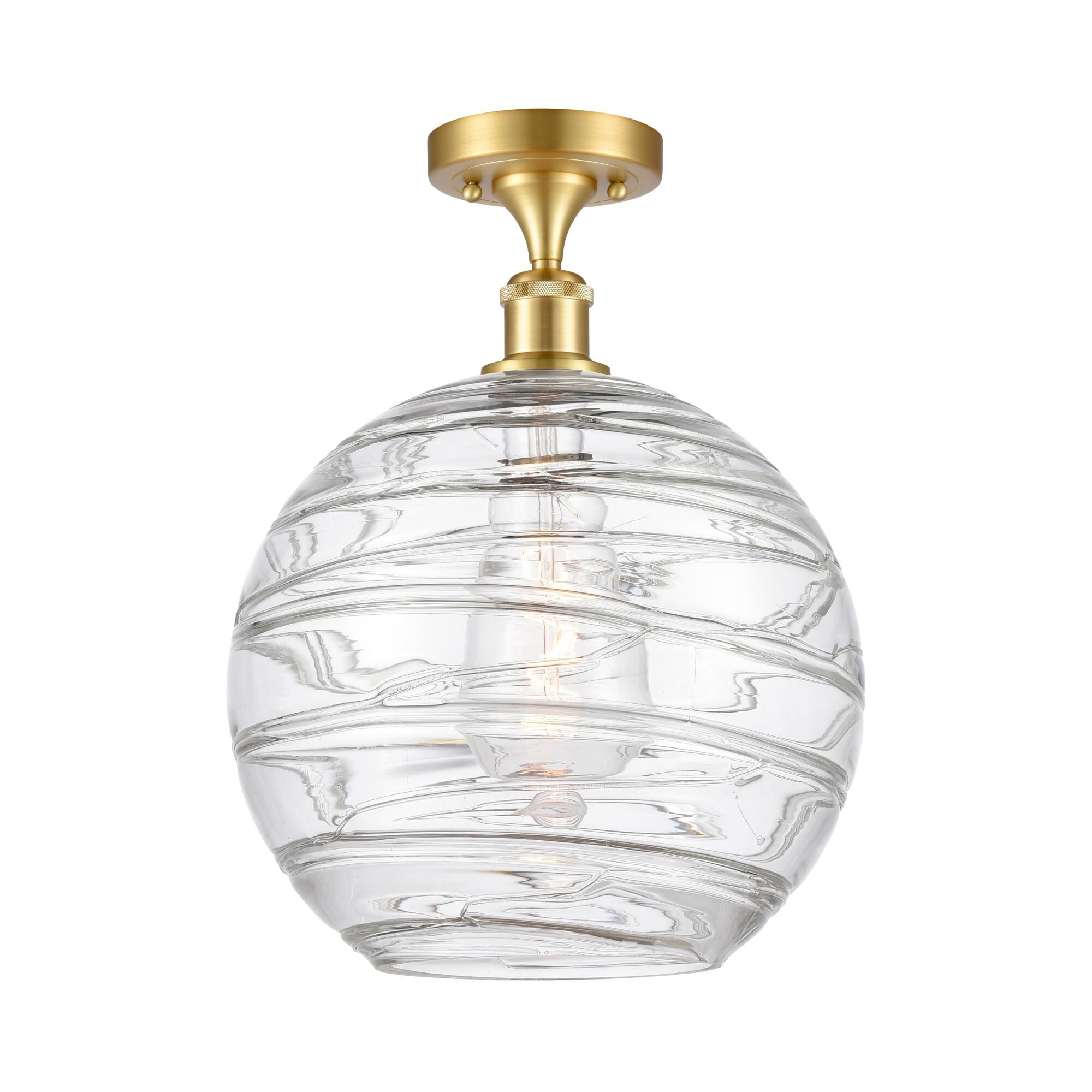 Shown in Satin Gold finish and Clear X-Large Deco Swirl glass