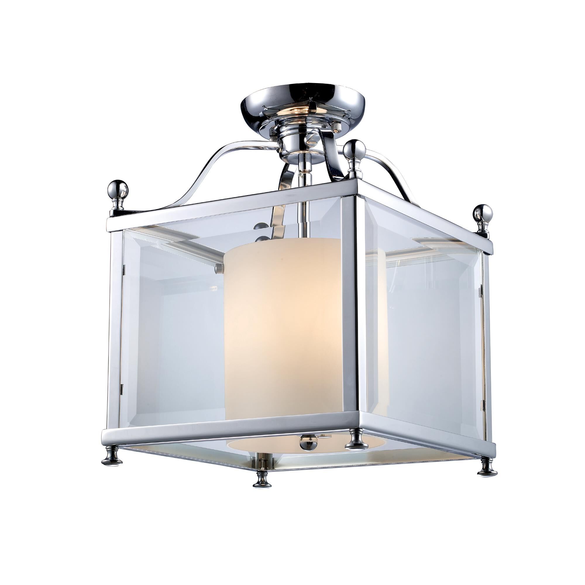 Shown in Chrome finish and Glass shade