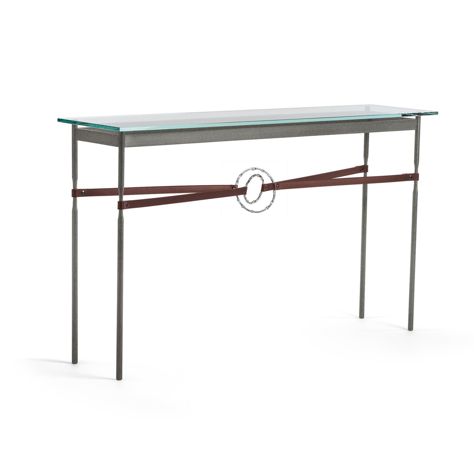 Shown in Natural Iron finish and Sterling with Leather British Brown  accent