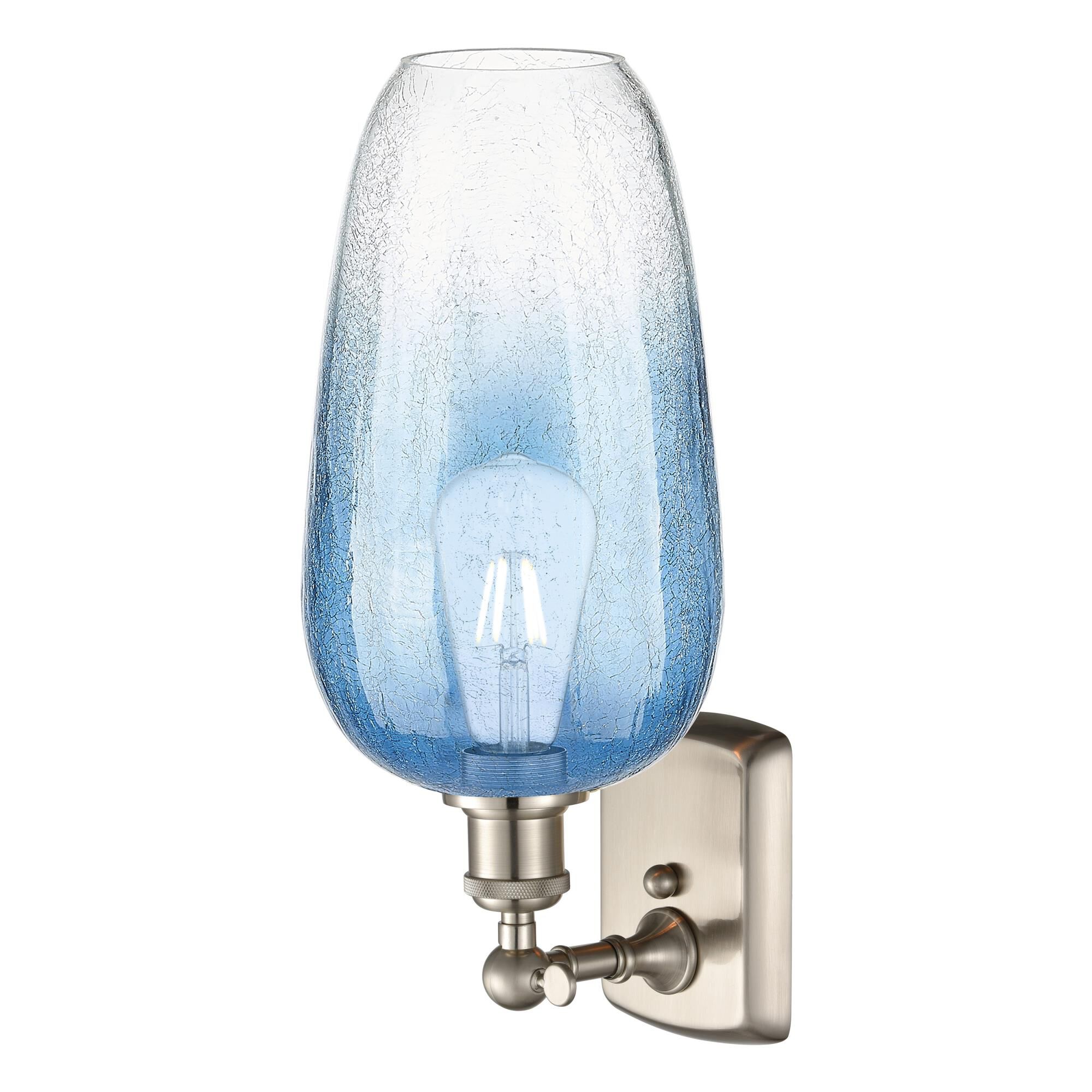 Shown in Brushed Satin Nickel finish and Sapphire Blue glass