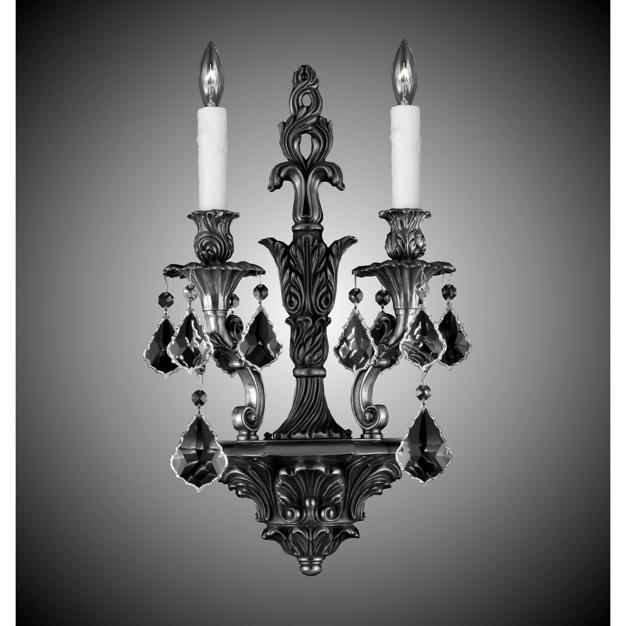 Shown in Empire Bronze finish and Golden Shadow Oval Swarovski Strass crystal and 4 Inch Pale Ivory Beeswax Candle Cover With Drip accent