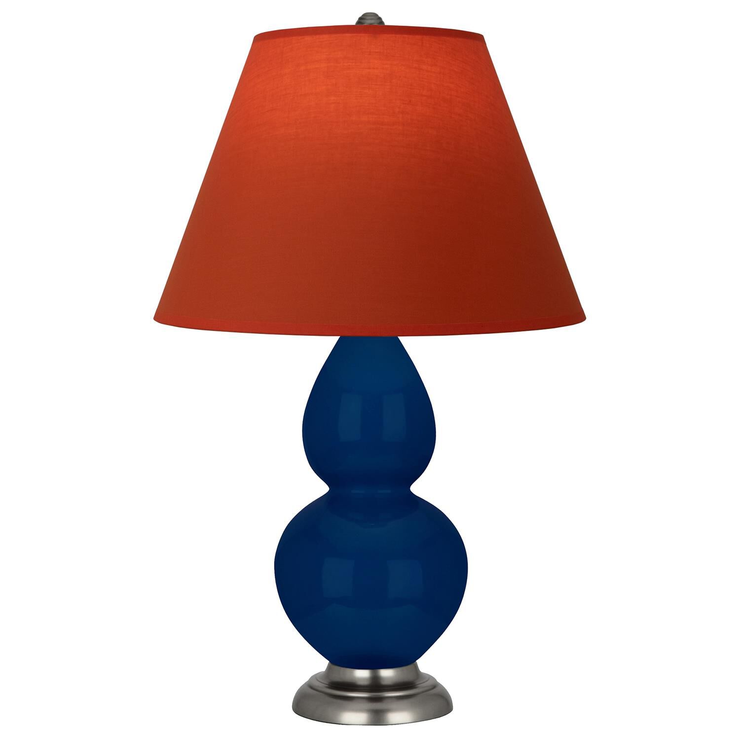 Shown in Cobalt finish and Tangerine and Taupe Lining shade and Antique Silver accent