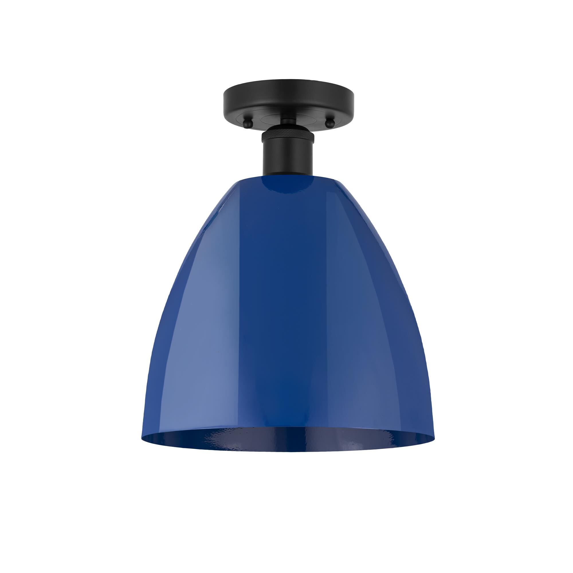 Shown in Matte Black and Blue finish and Blue Metal shade