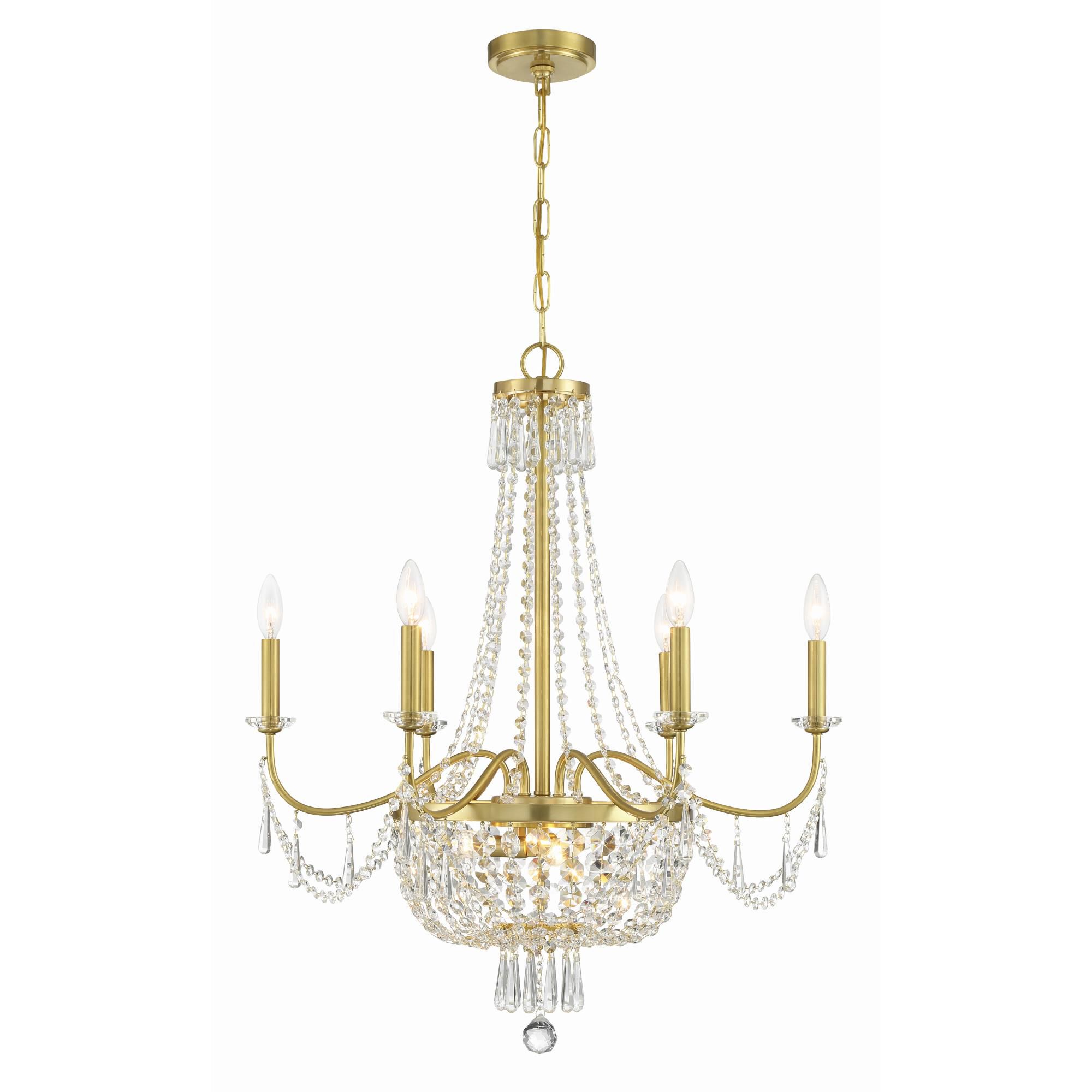 Shown in Aged Brass finish and Hand Cut crystal