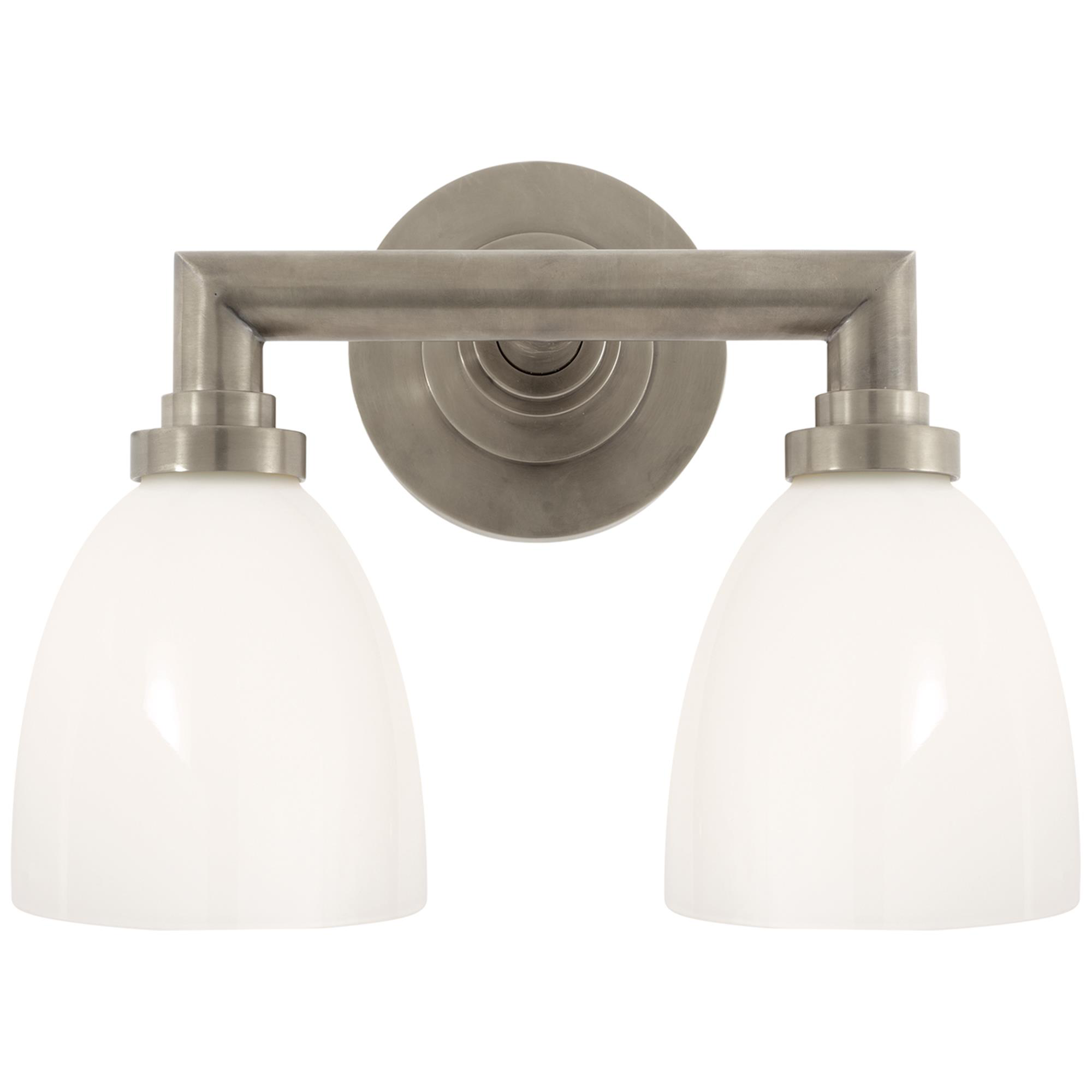 Shown in Antique Nickel finish and White glass