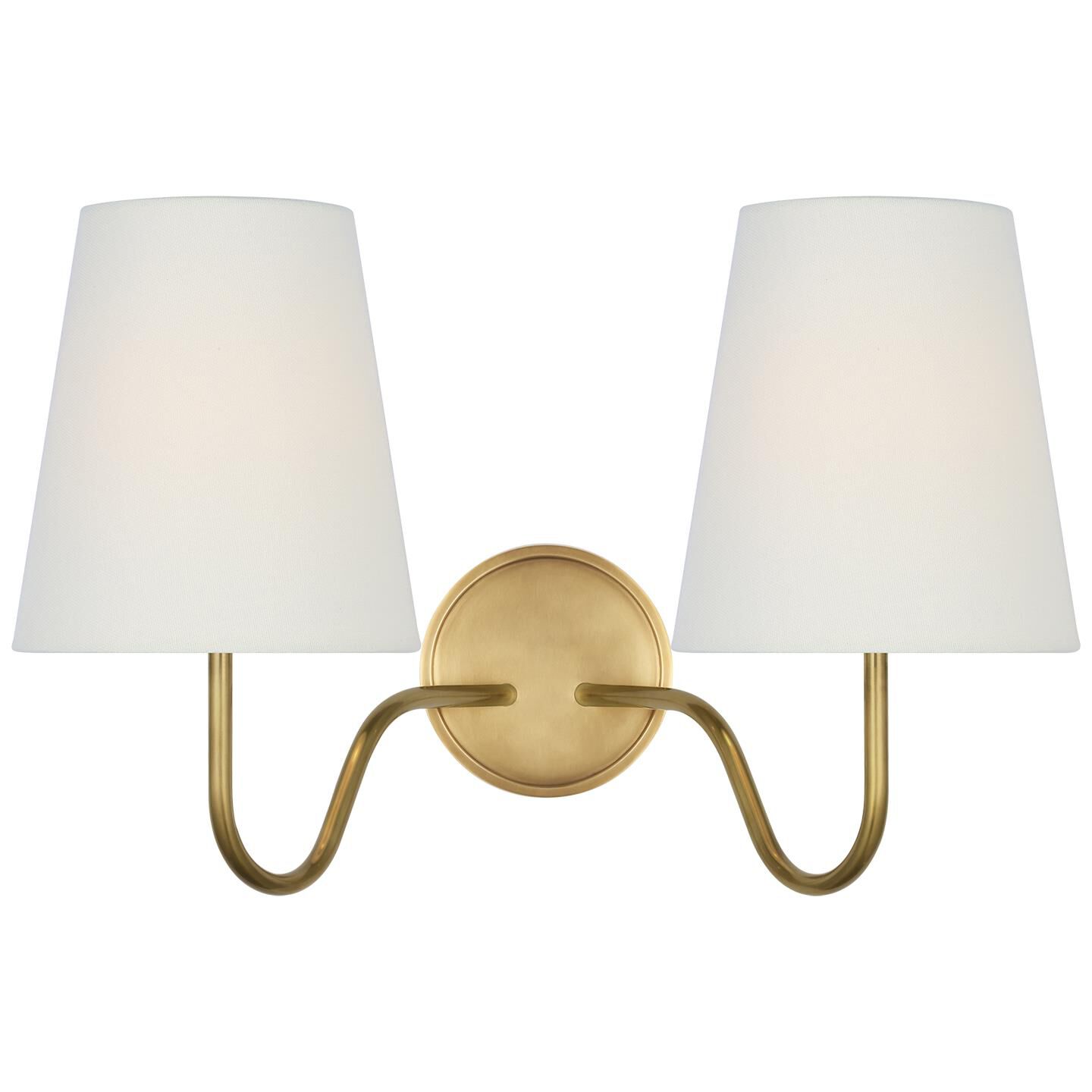 Shown in Hand-Rubbed Antique Brass finish and Linen shade