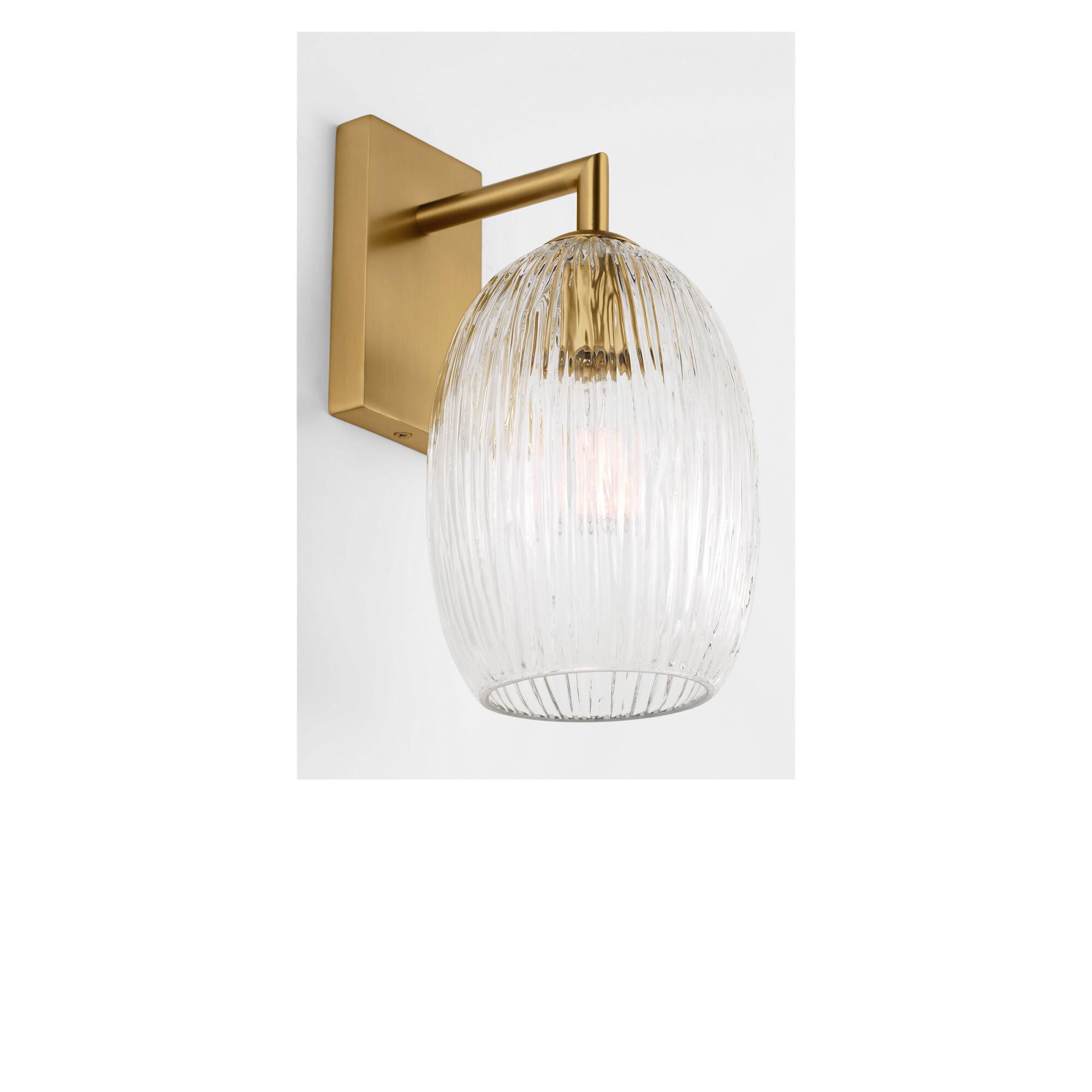 Shown in Burnished Brass finish and Striped Clear glass