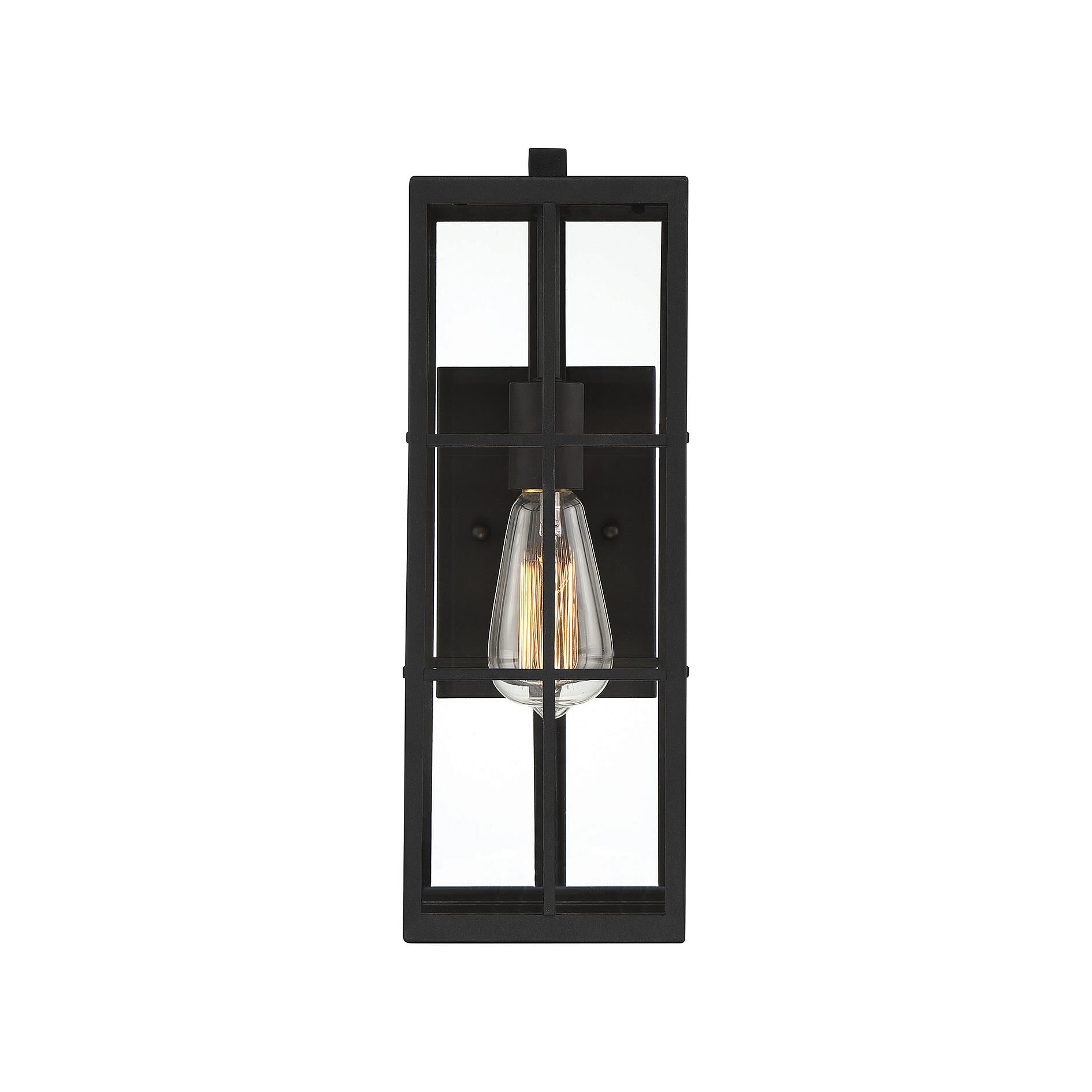 Shown in Matte Black finish and Clear glass and Glass shade