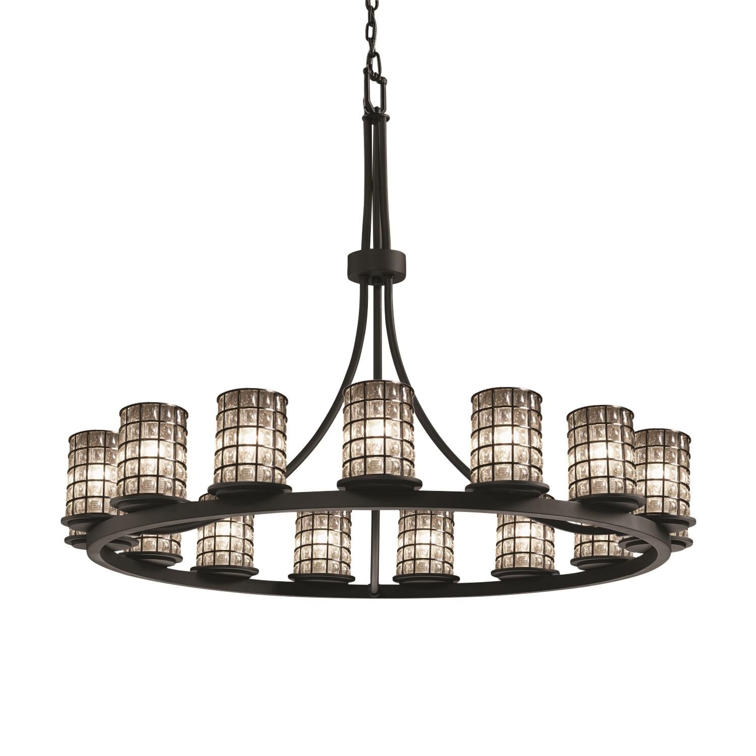 Wire Glass 42 Inch 15 Light LED Chandelier by Justice Design Group