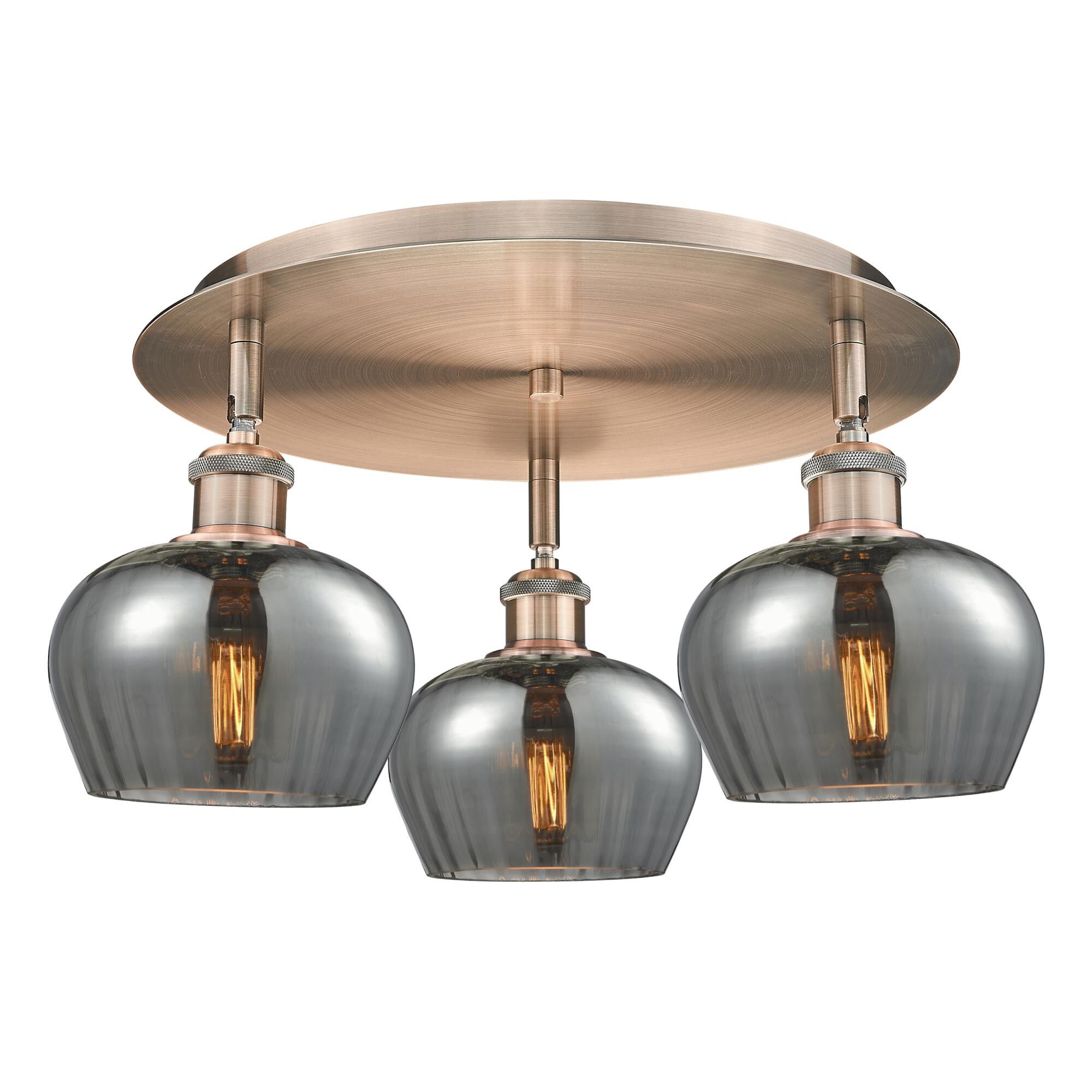 Shown in Antique Copper finish and Plated Smoke glass