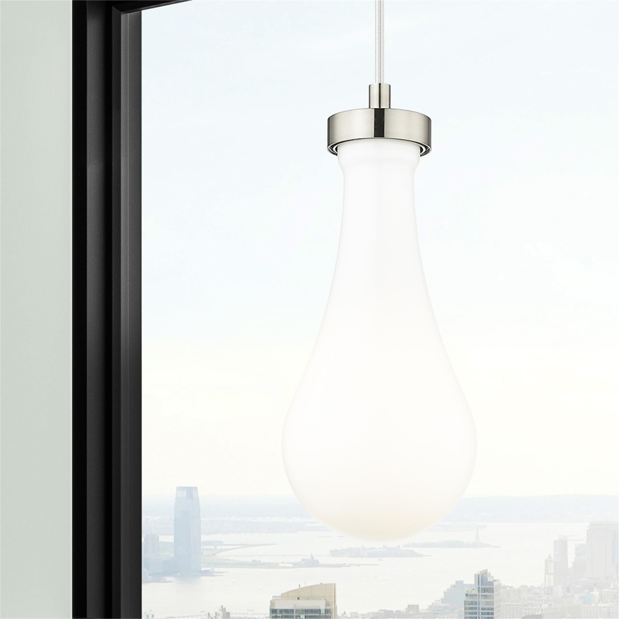Shown in Satin Nickel finish and Gloss White glass