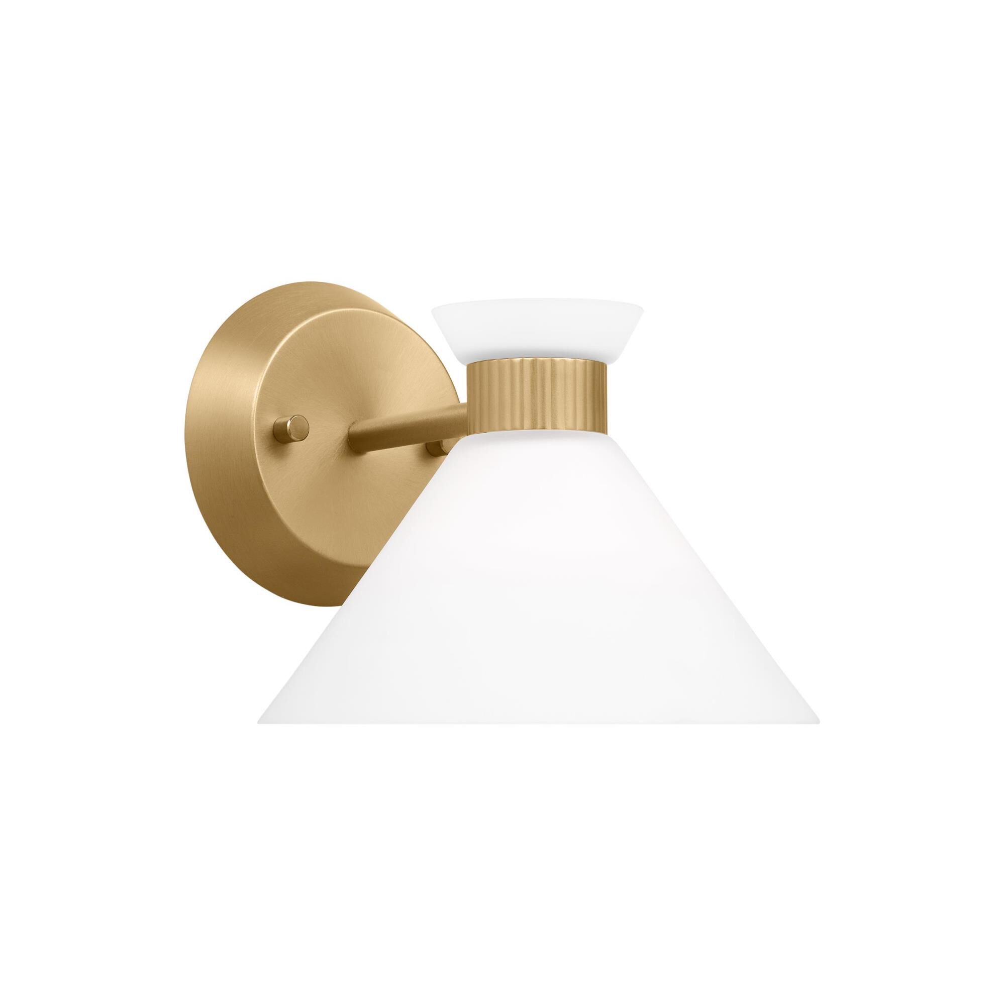 Shown in Satin Brass finish and Etched White Glass s shade