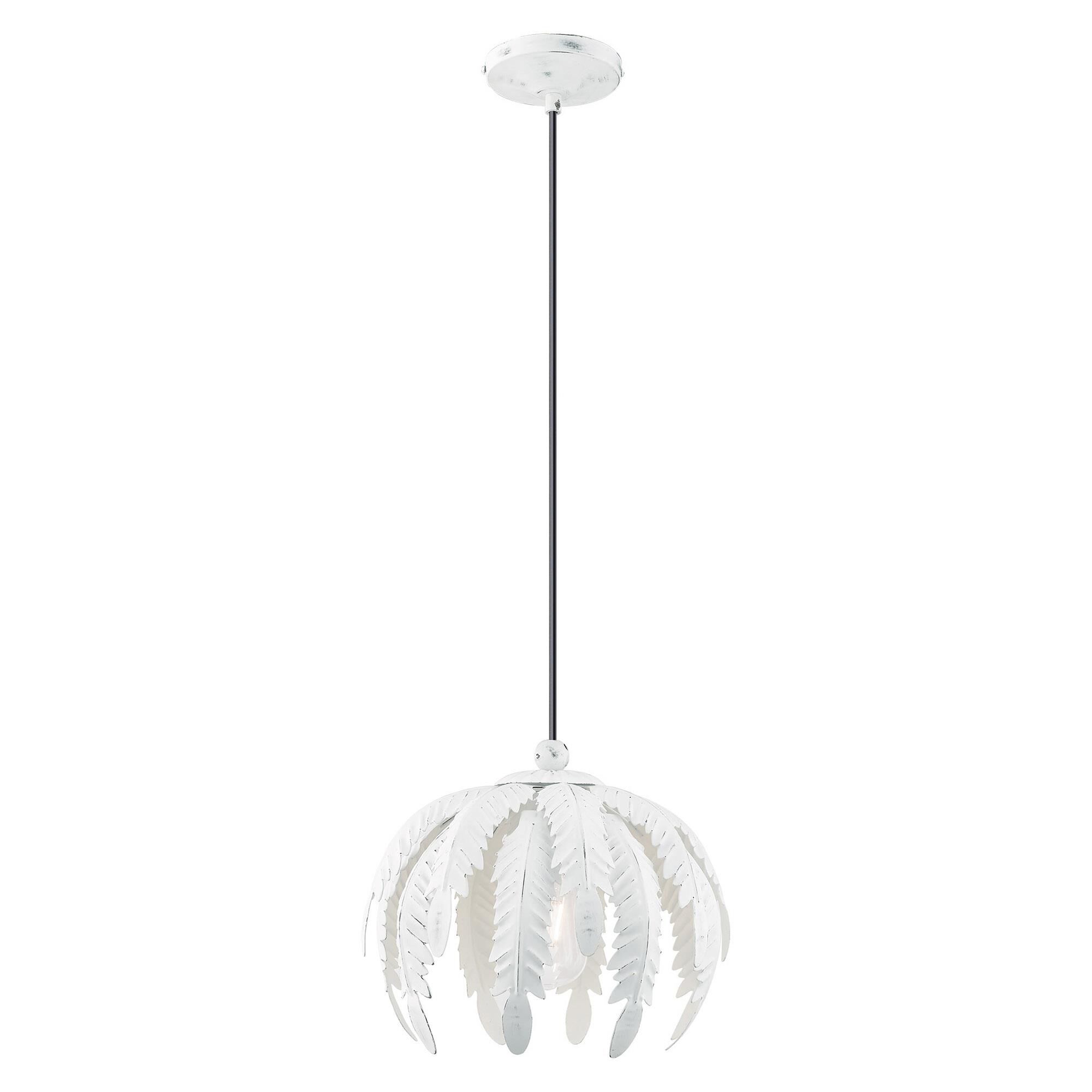 Shown in Antique White finish and Acanthus Shaped Antique White Metal shade