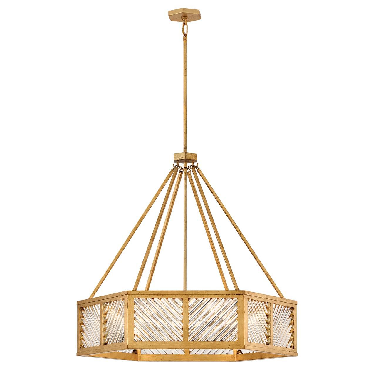 Shown in Distressed Brass finish and Clear glass