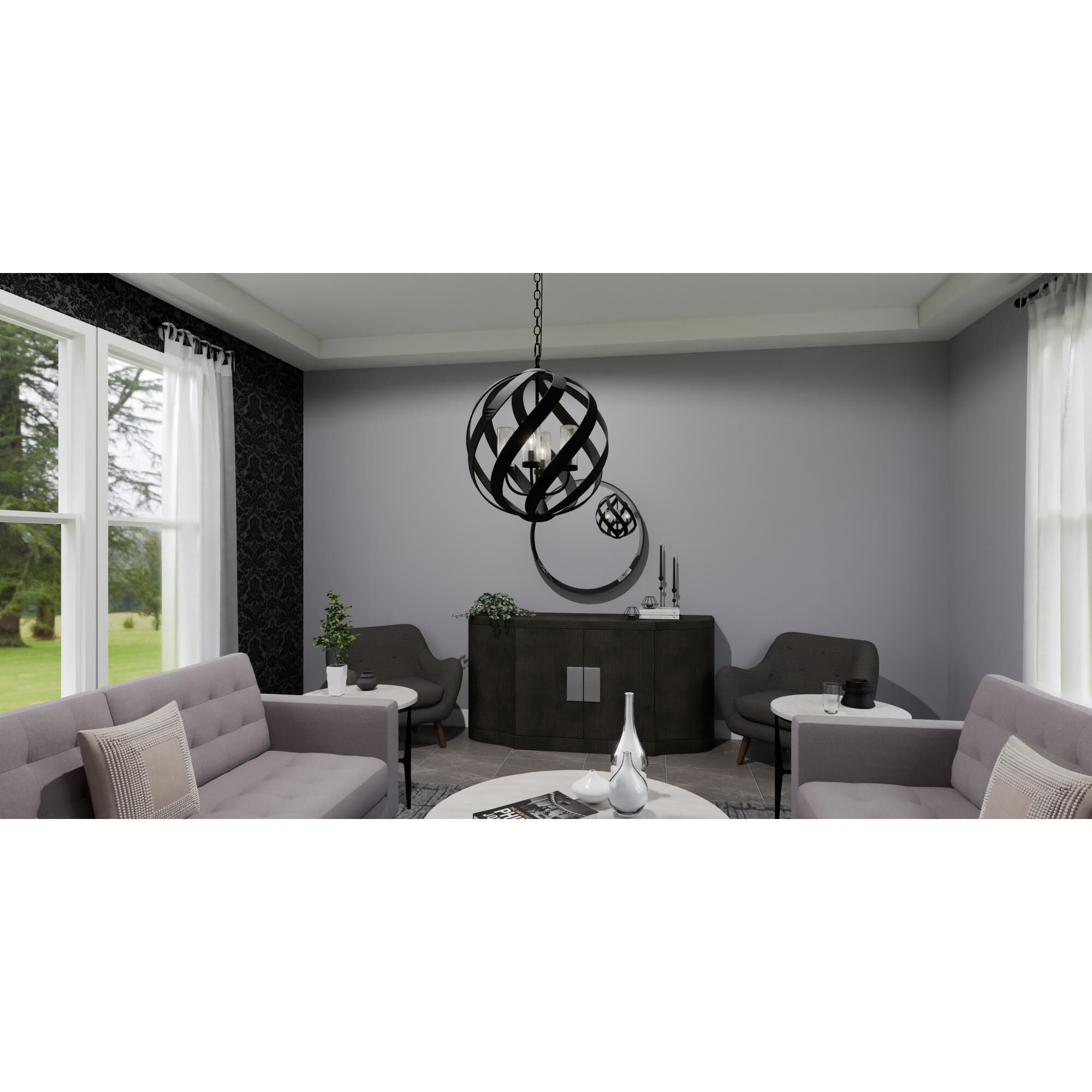 Shown in Earth Black finish and Clear Seedy glass