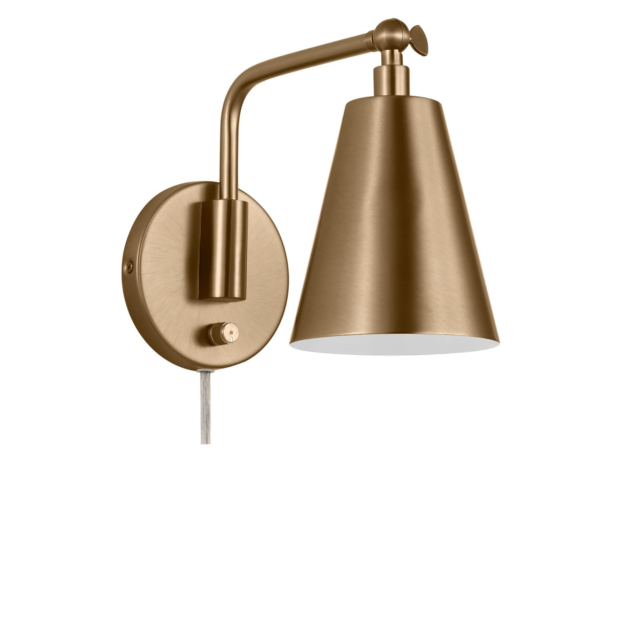 Shown in Satin Brass finish and Steel shade