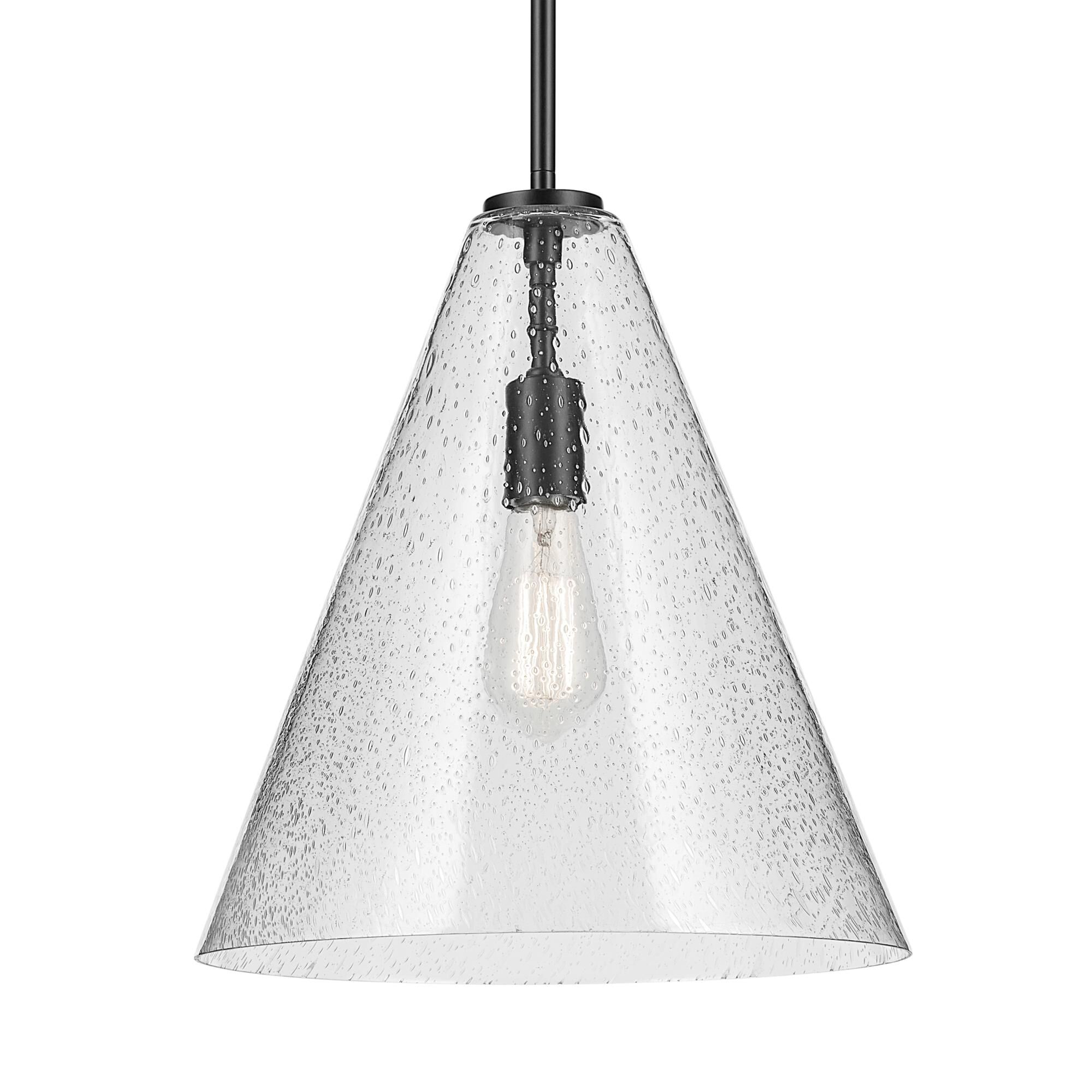 Shown in Black finish and Clear glass