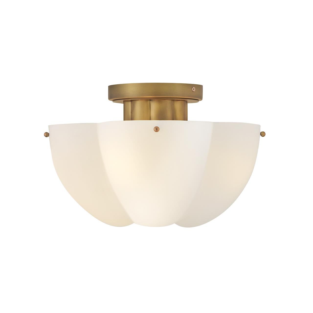 Shown in Heritage Brass finish and Etched Opal glass