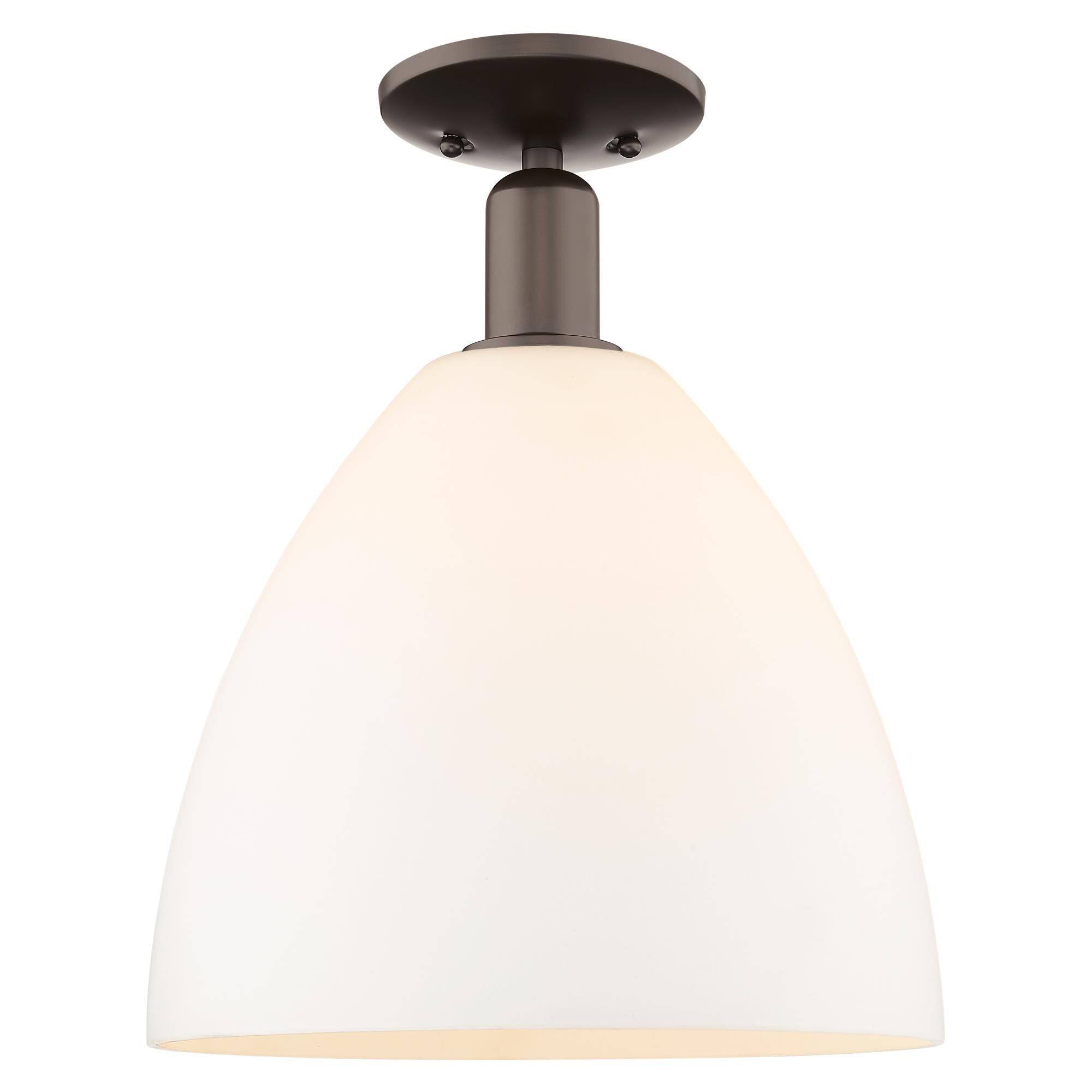 Shown in Oil Rubbed Bronze finish and Matte White glass