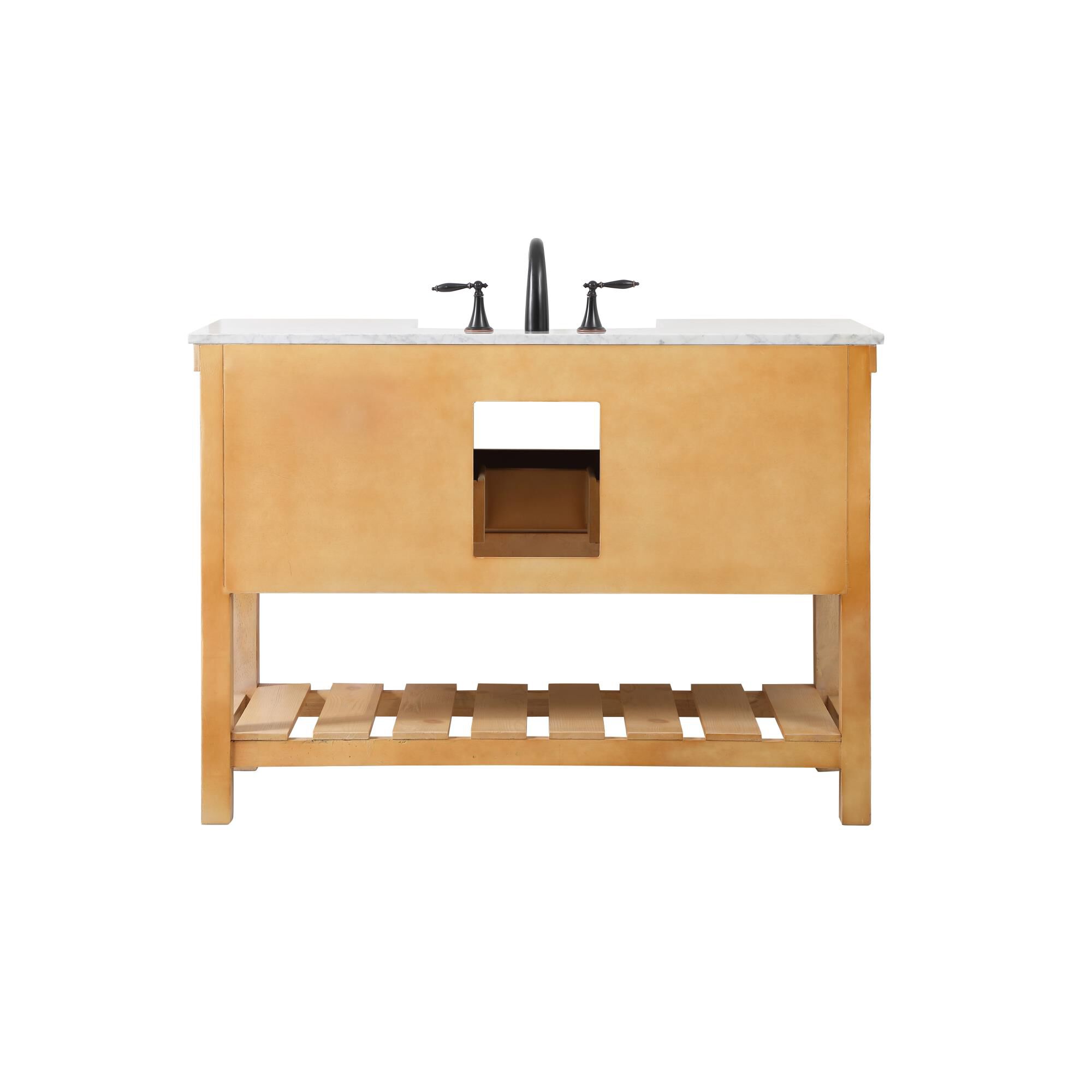 Shown in Natural Wood finish and Without Backsplash accent