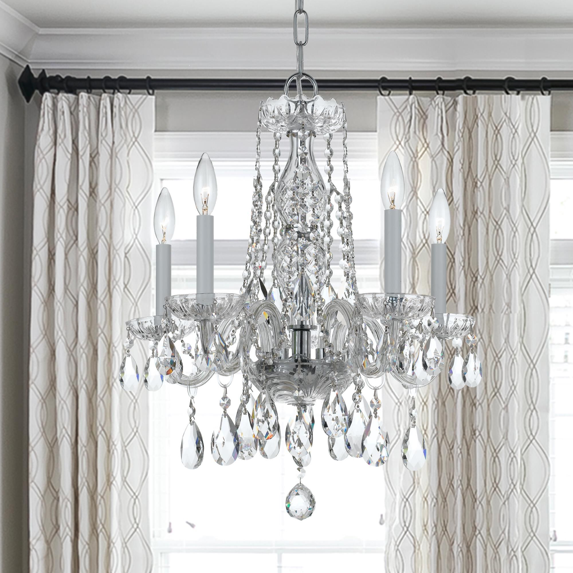 Traditional Crystal 18 Inch 5 Light Mini Chandelier by Crystorama