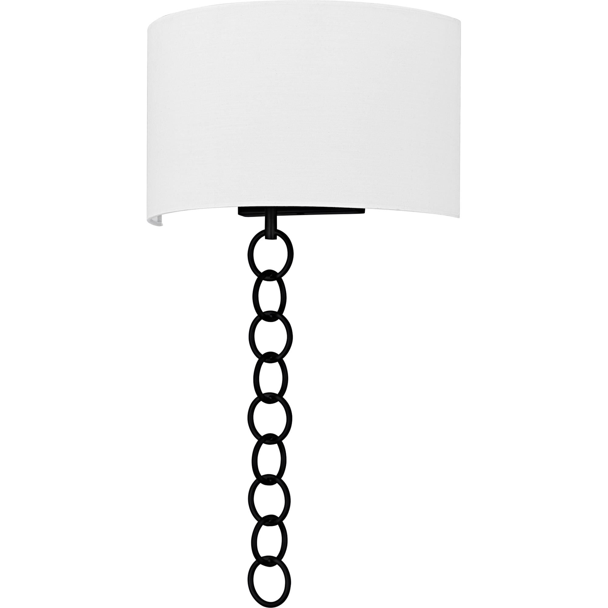 Shown in Matte Black finish and White Fabric shade