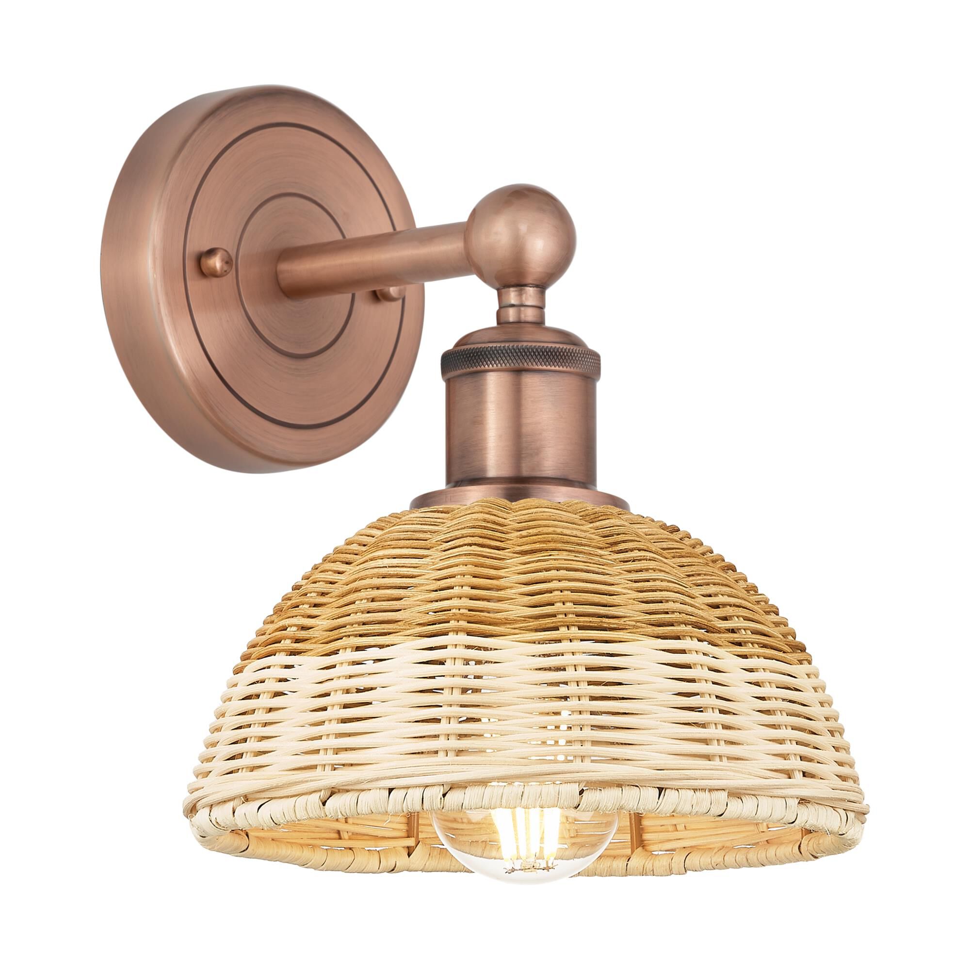 Shown in Antique Copper finish and Natural shade
