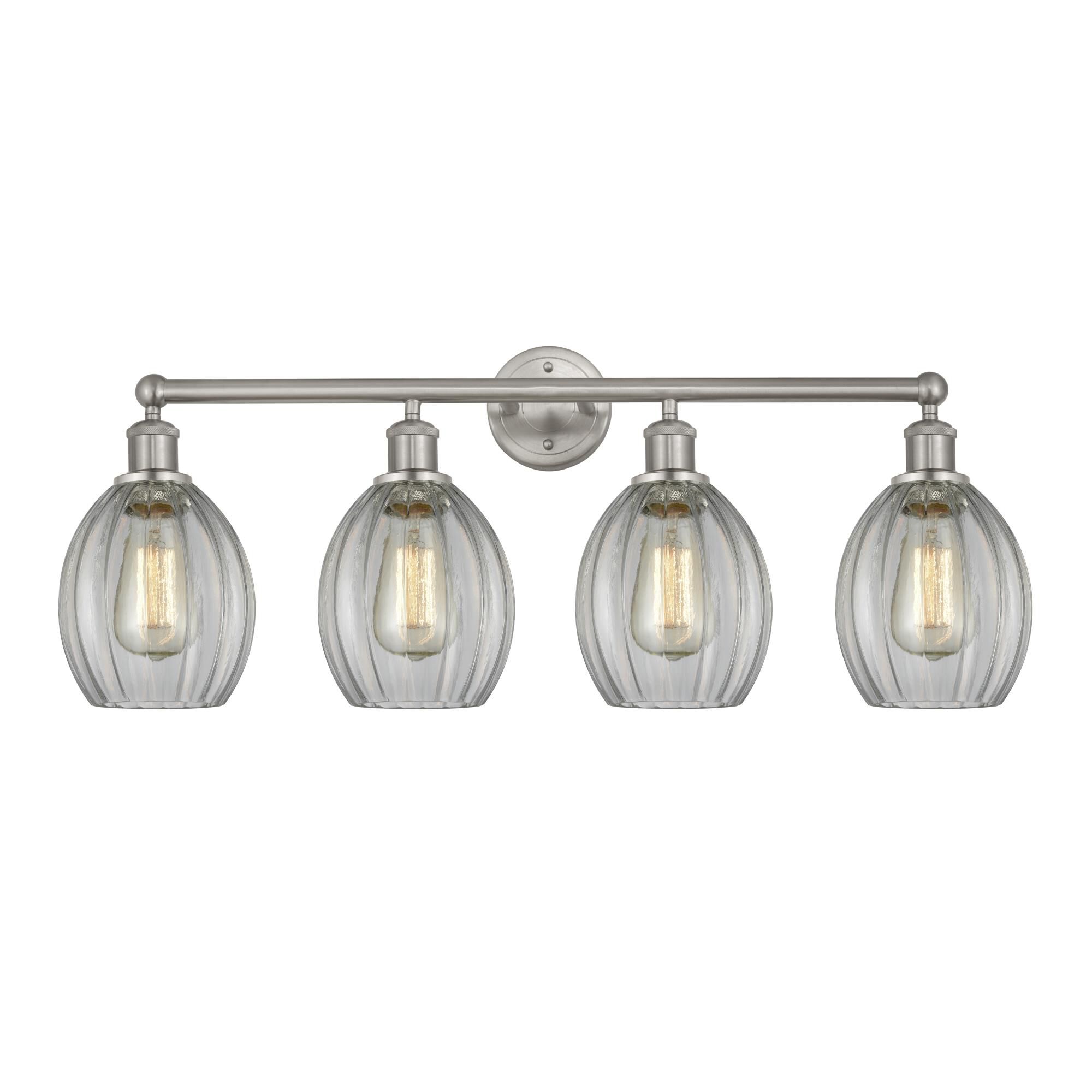 Shown in Brushed Satin Nickel, Clear finish and Clear glass and Clear Glass shade