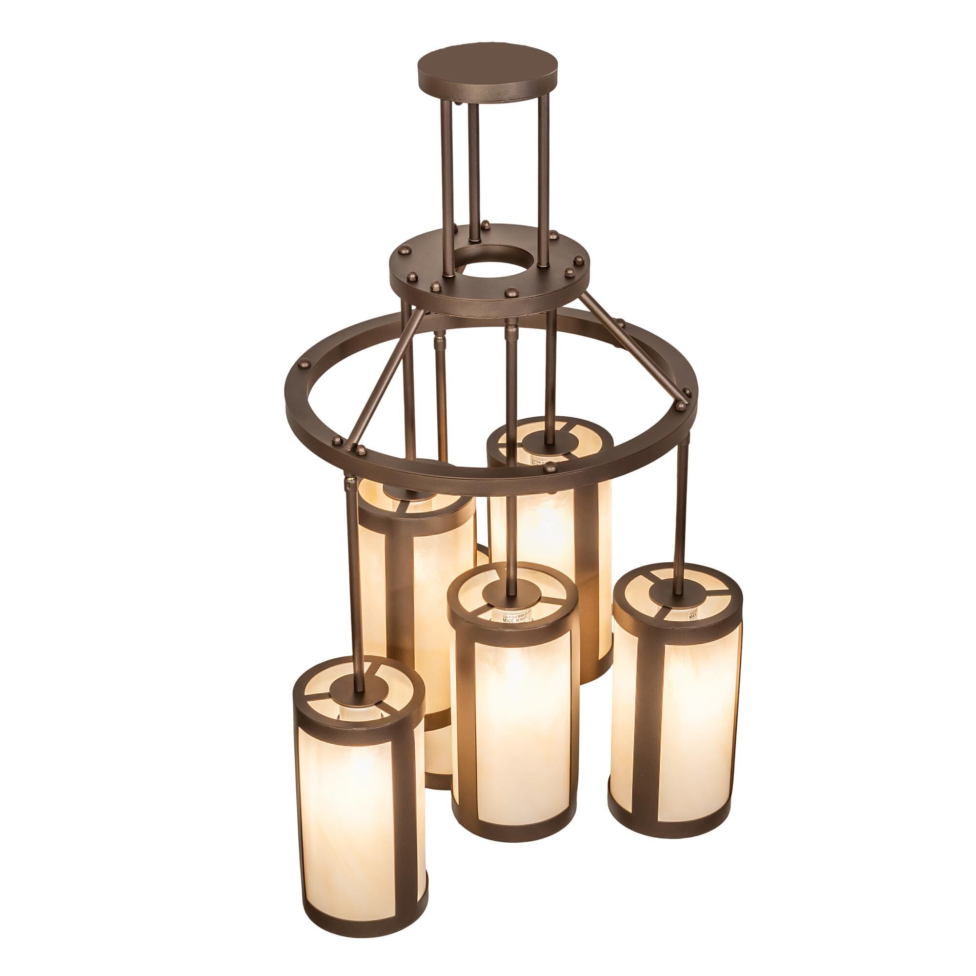 Shown in Bronze Finish finish and Amber /Acrylic;Ivory glass