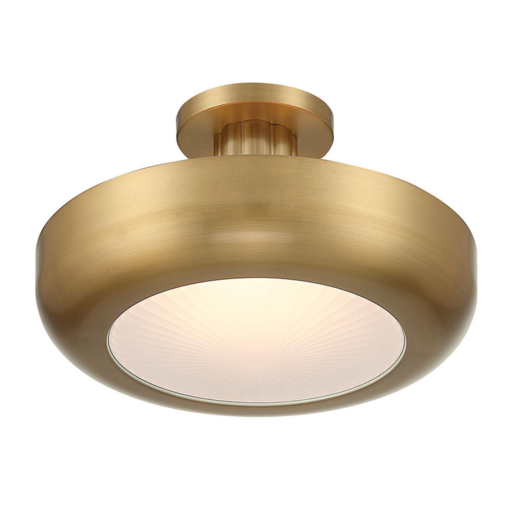 Shown in Antique Brass finish and Etched glass