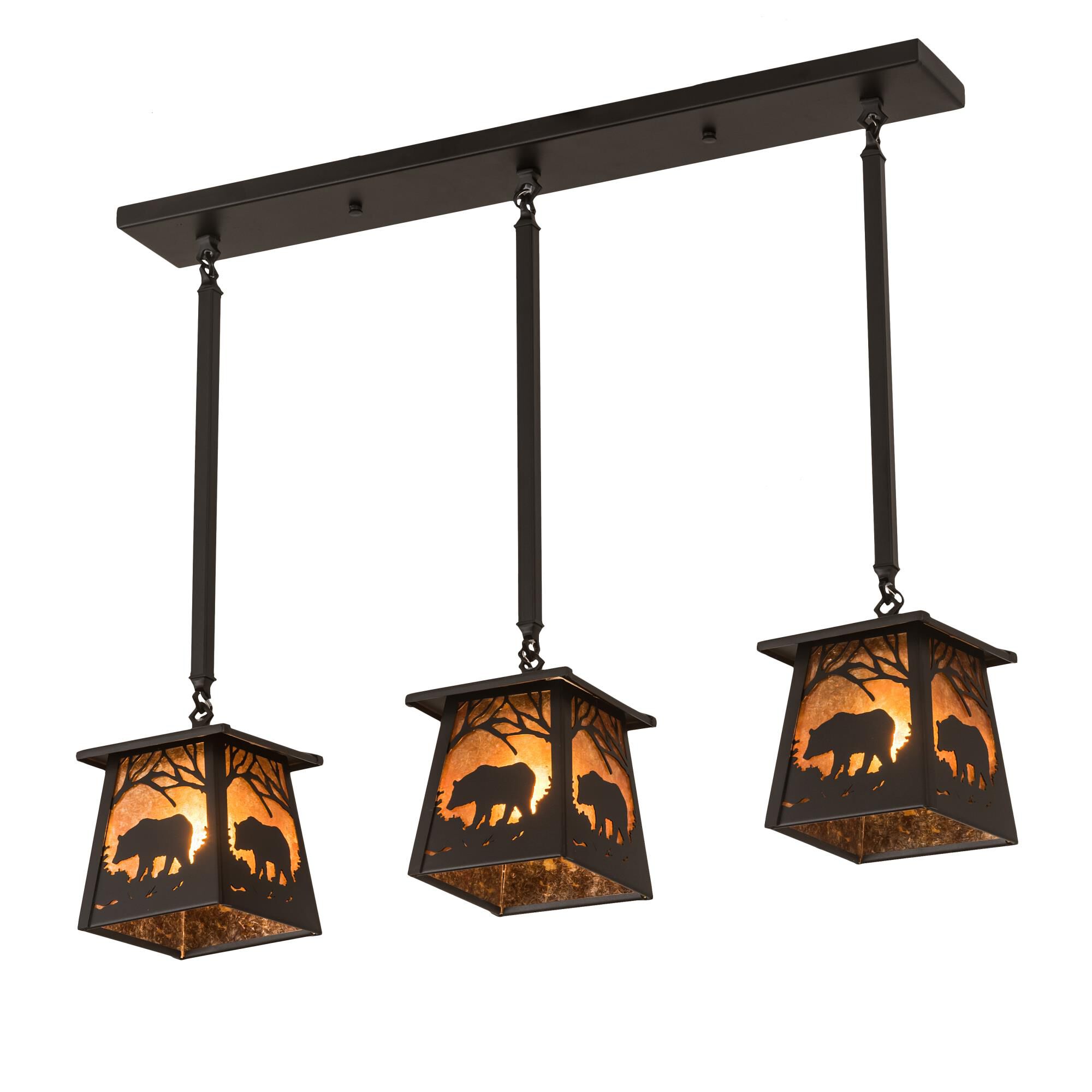 Bear At Dawn 37 Inch 3 Light Linear Suspension Light by Meyda Lighting