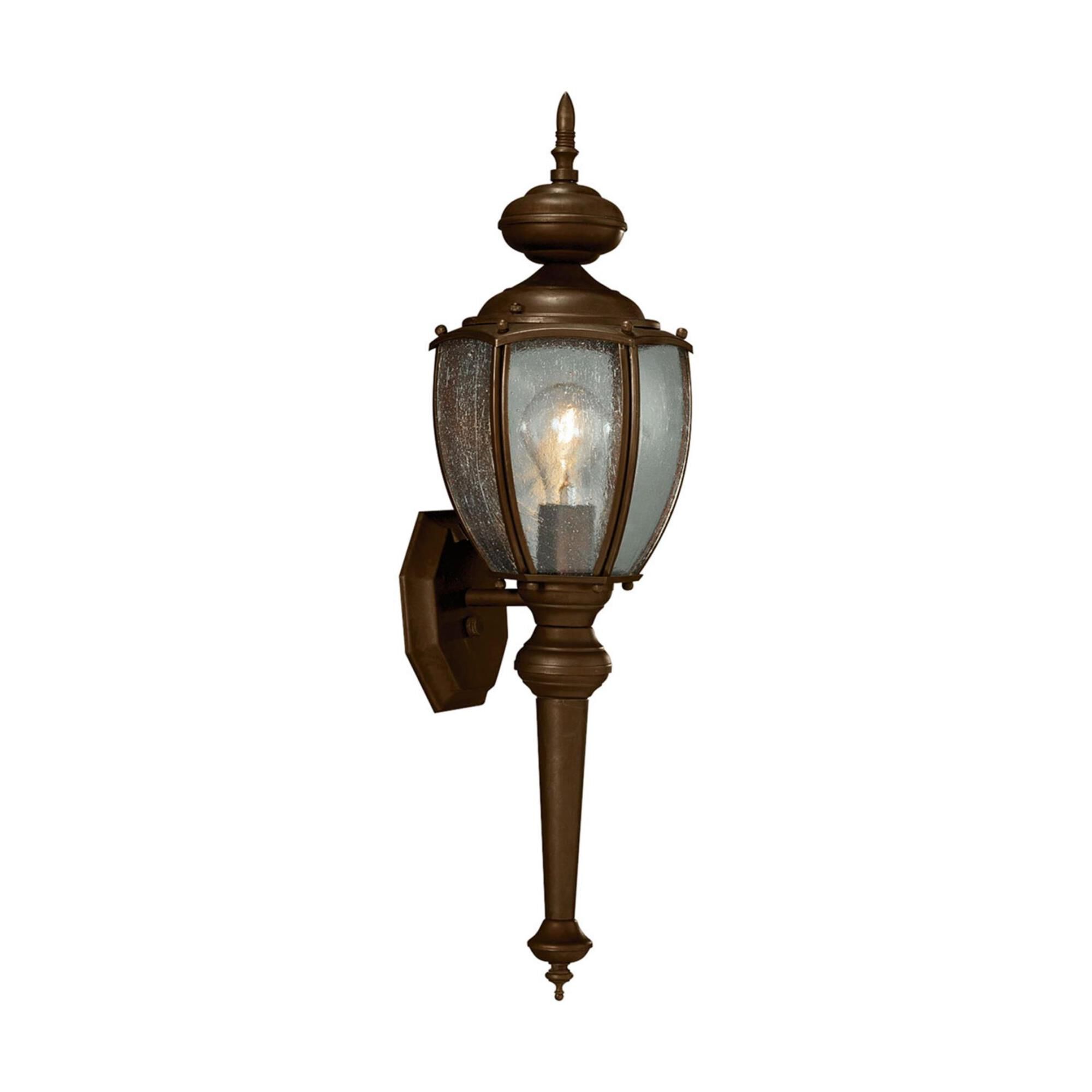 Shown in Antique Bronze finish and Clear Seeded glass