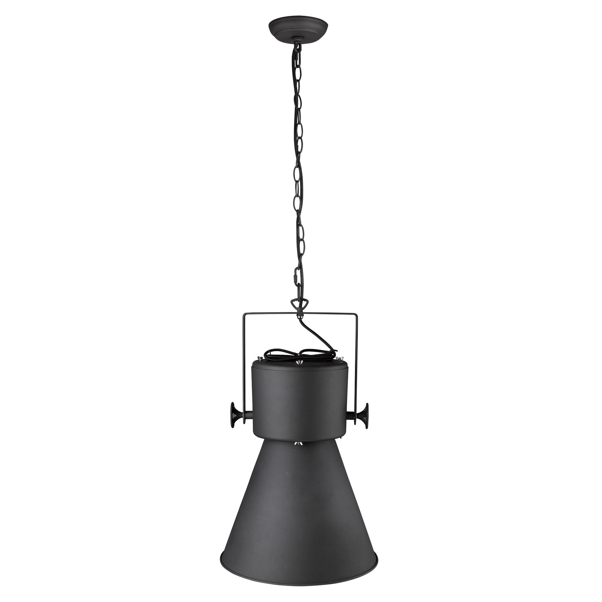 Shown in Matte Black finish and Black glass and Black Metal Cone Shaped  W/ Gold Interior shade