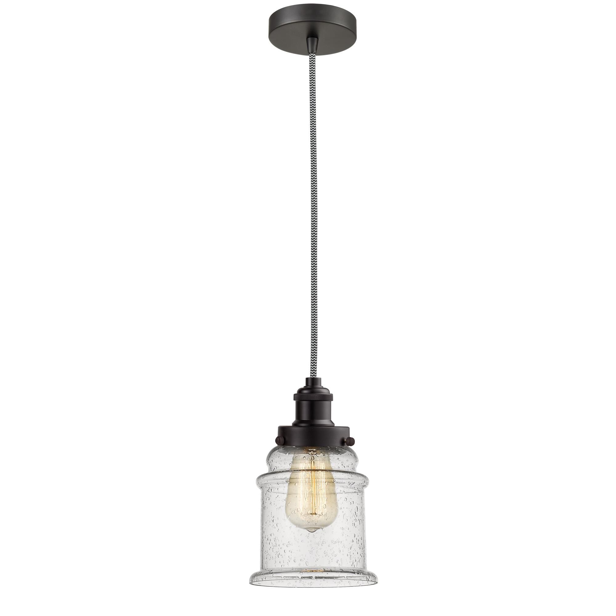 Shown in Oil Rubbed Bronze finish and Bell glass and Glass shade and Oil Rubbed Bronze Edison Socket Cover accent