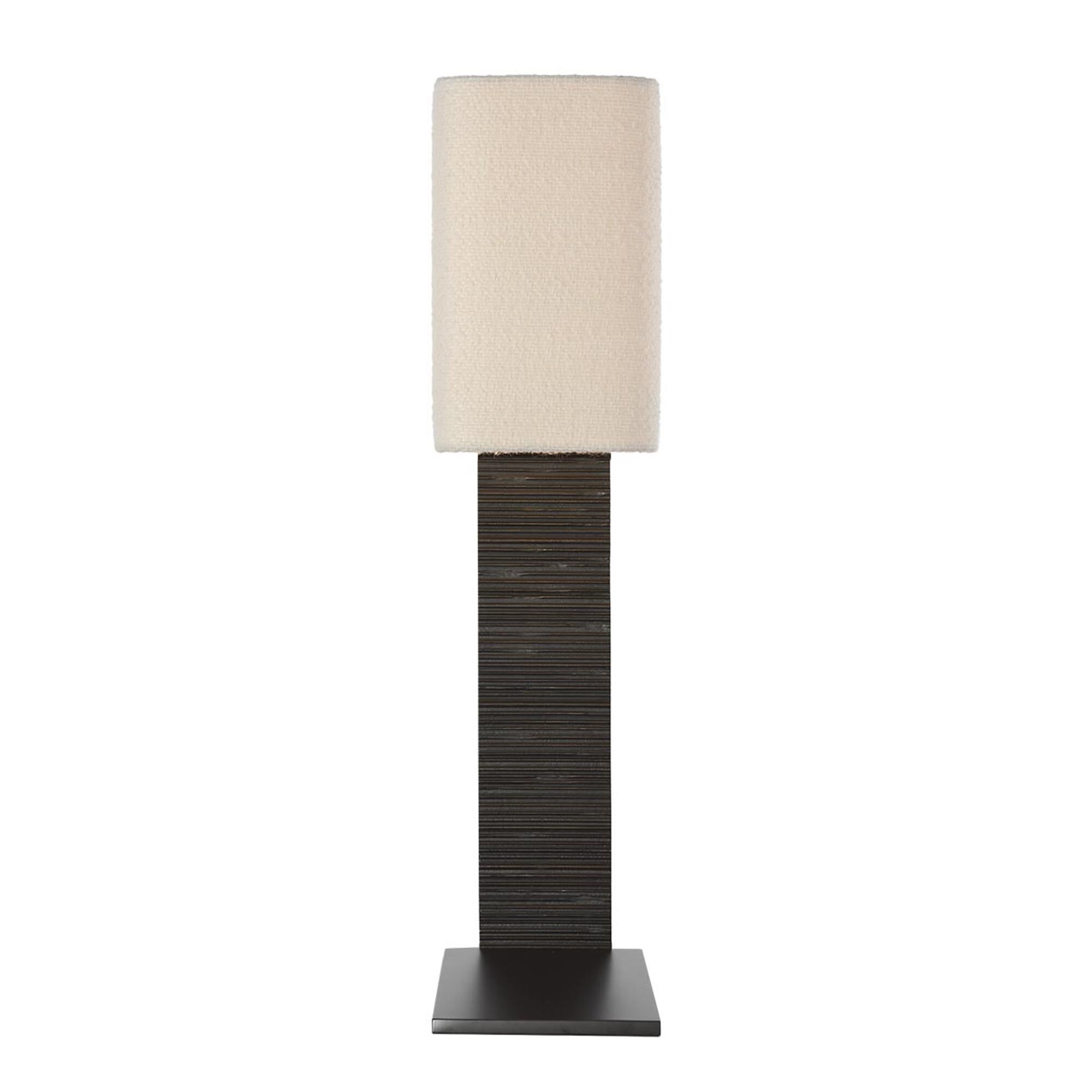 Shown in Ridged Carbon finish and Boucle Rectangle shade